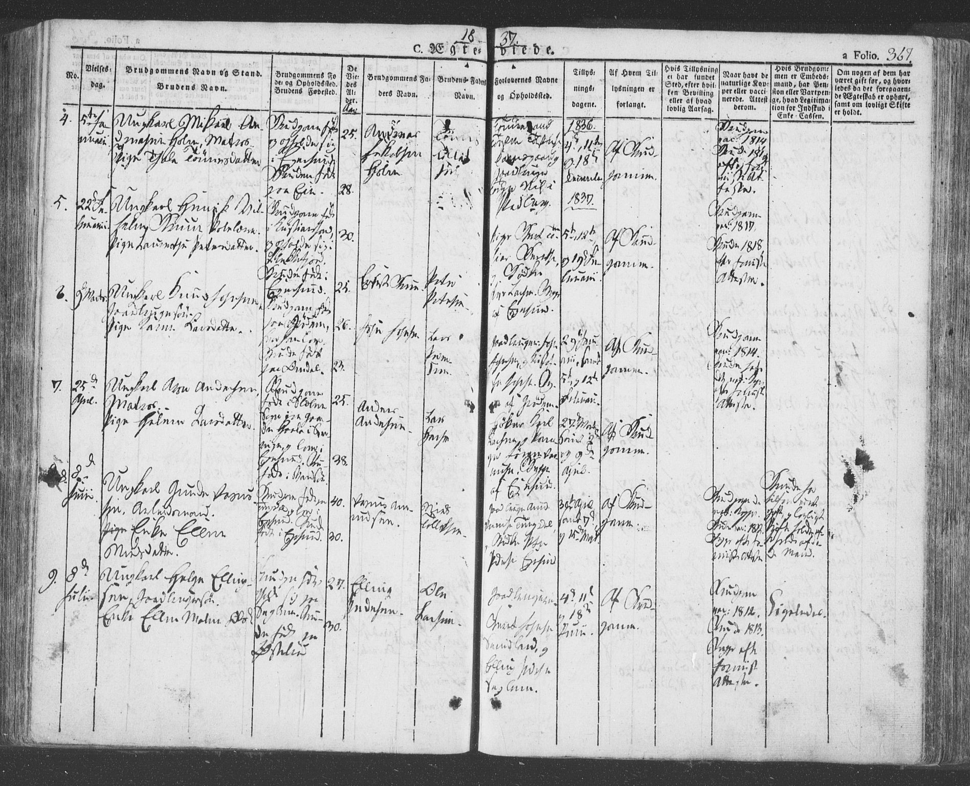 Eigersund sokneprestkontor, SAST/A-101807/S08/L0009: Parish register (official) no. A 9, 1827-1850, p. 367