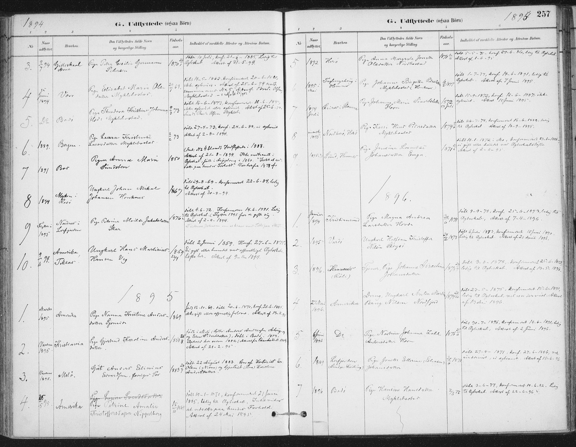 Ministerialprotokoller, klokkerbøker og fødselsregistre - Nordland, AV/SAT-A-1459/838/L0553: Parish register (official) no. 838A11, 1880-1910, p. 257