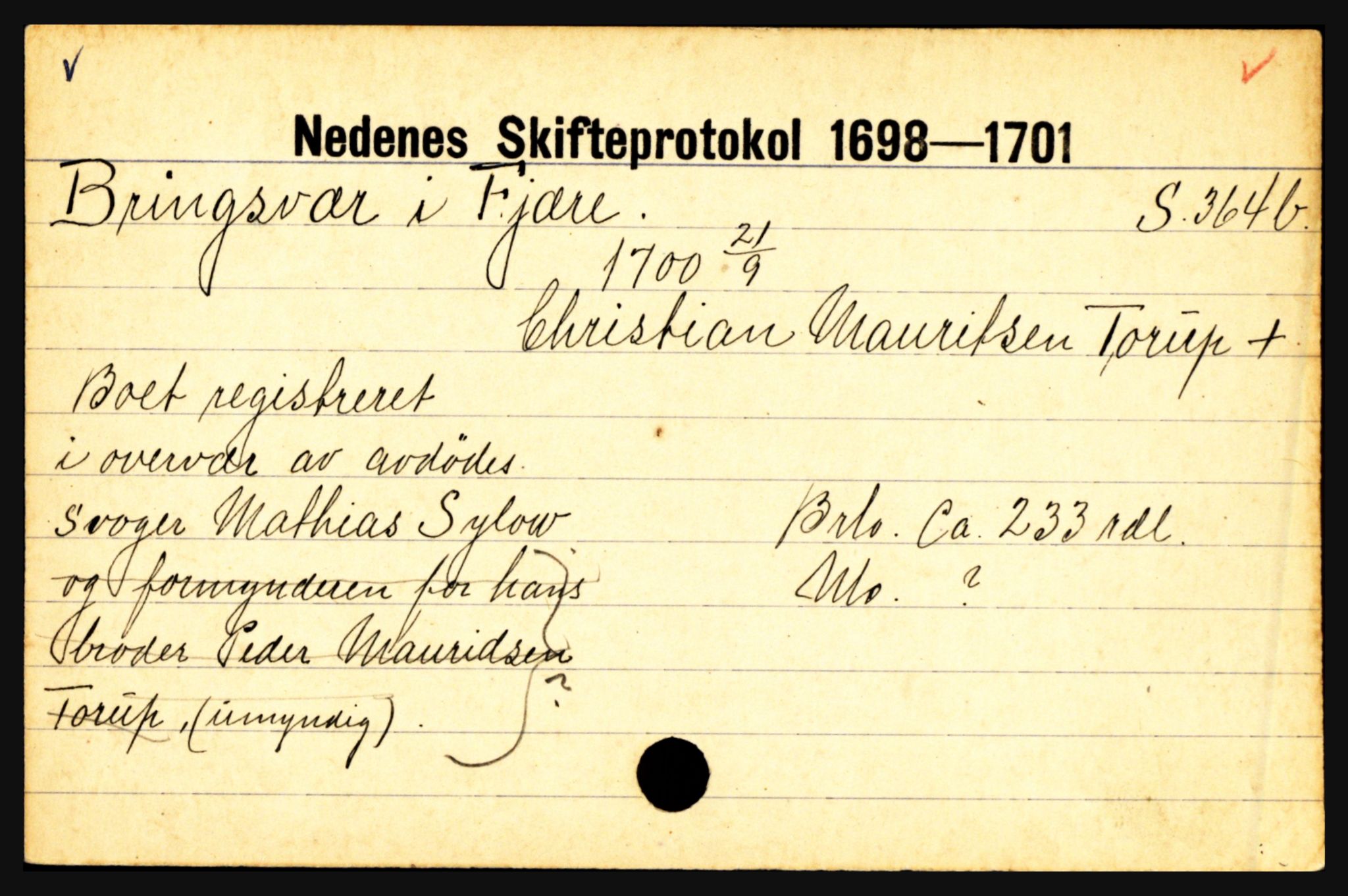 Nedenes sorenskriveri før 1824, AV/SAK-1221-0007/H, p. 3971