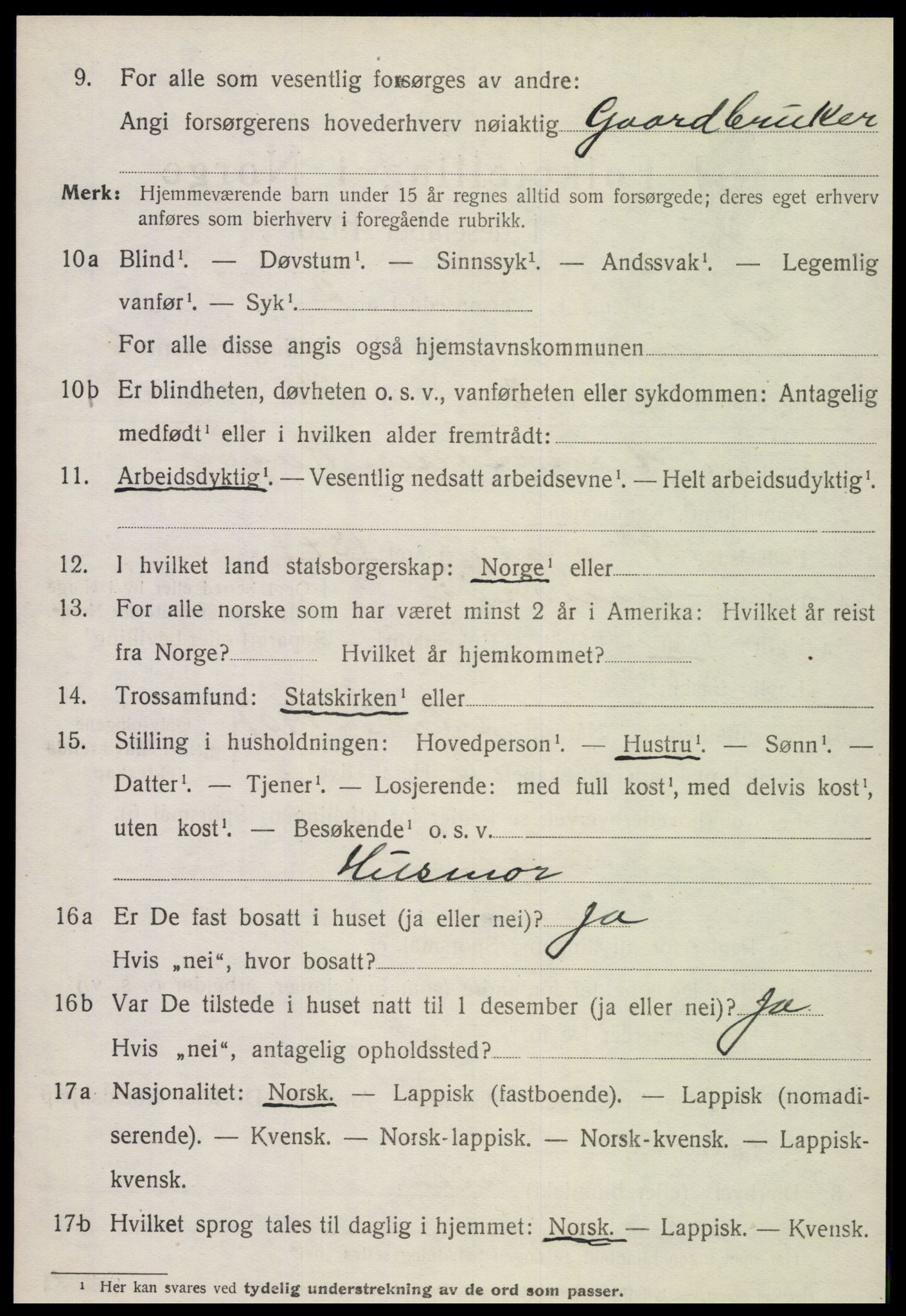 SAT, 1920 census for Snåsa, 1920, p. 2589