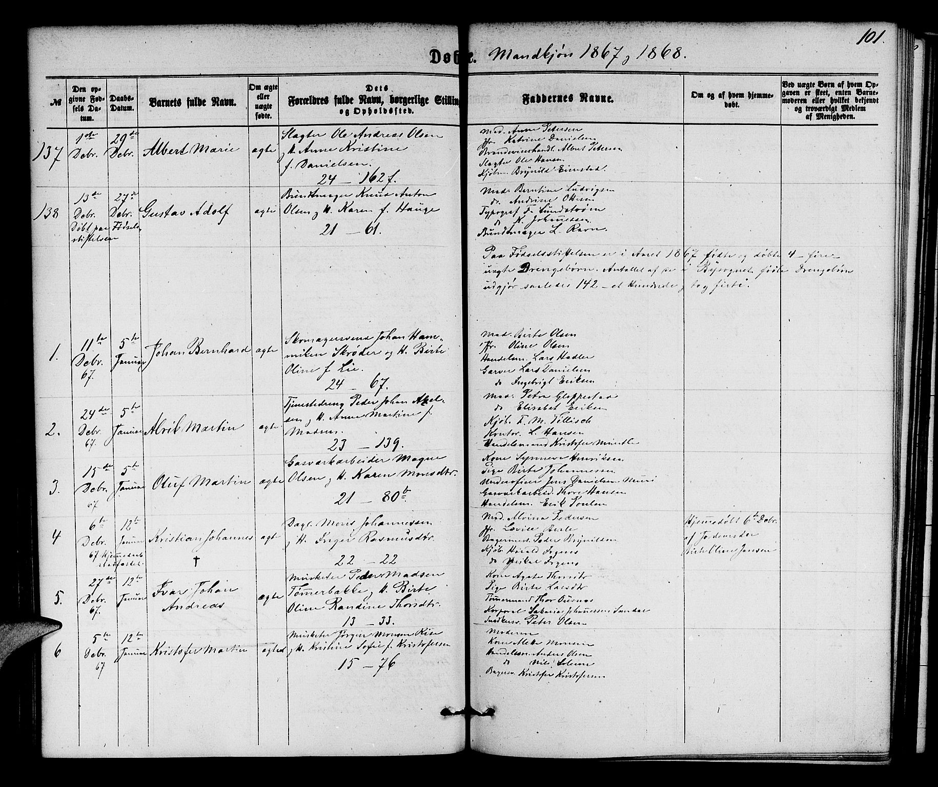 Korskirken sokneprestembete, SAB/A-76101/H/Hab: Parish register (copy) no. B 5, 1863-1868, p. 101