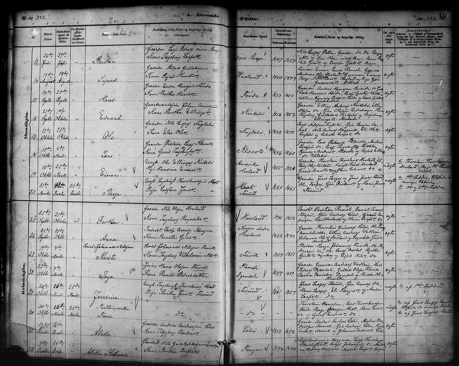 Lavik sokneprestembete, AV/SAB-A-80901: Parish register (copy) no. B 3, 1882-1913, p. 10