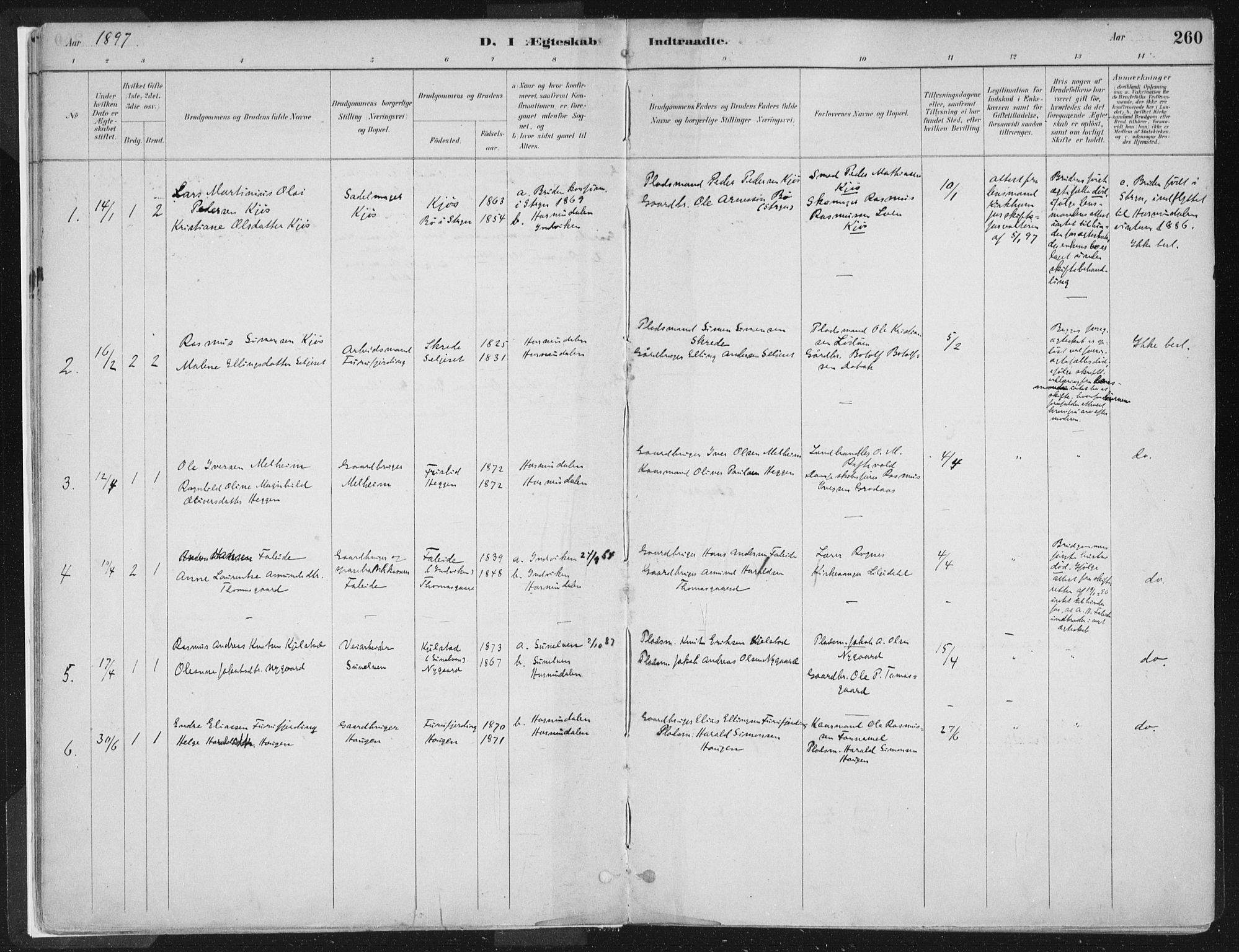 Hornindal sokneprestembete, AV/SAB-A-82401/H/Haa/Haaa/L0003/0002: Parish register (official) no. A 3B, 1885-1917, p. 260