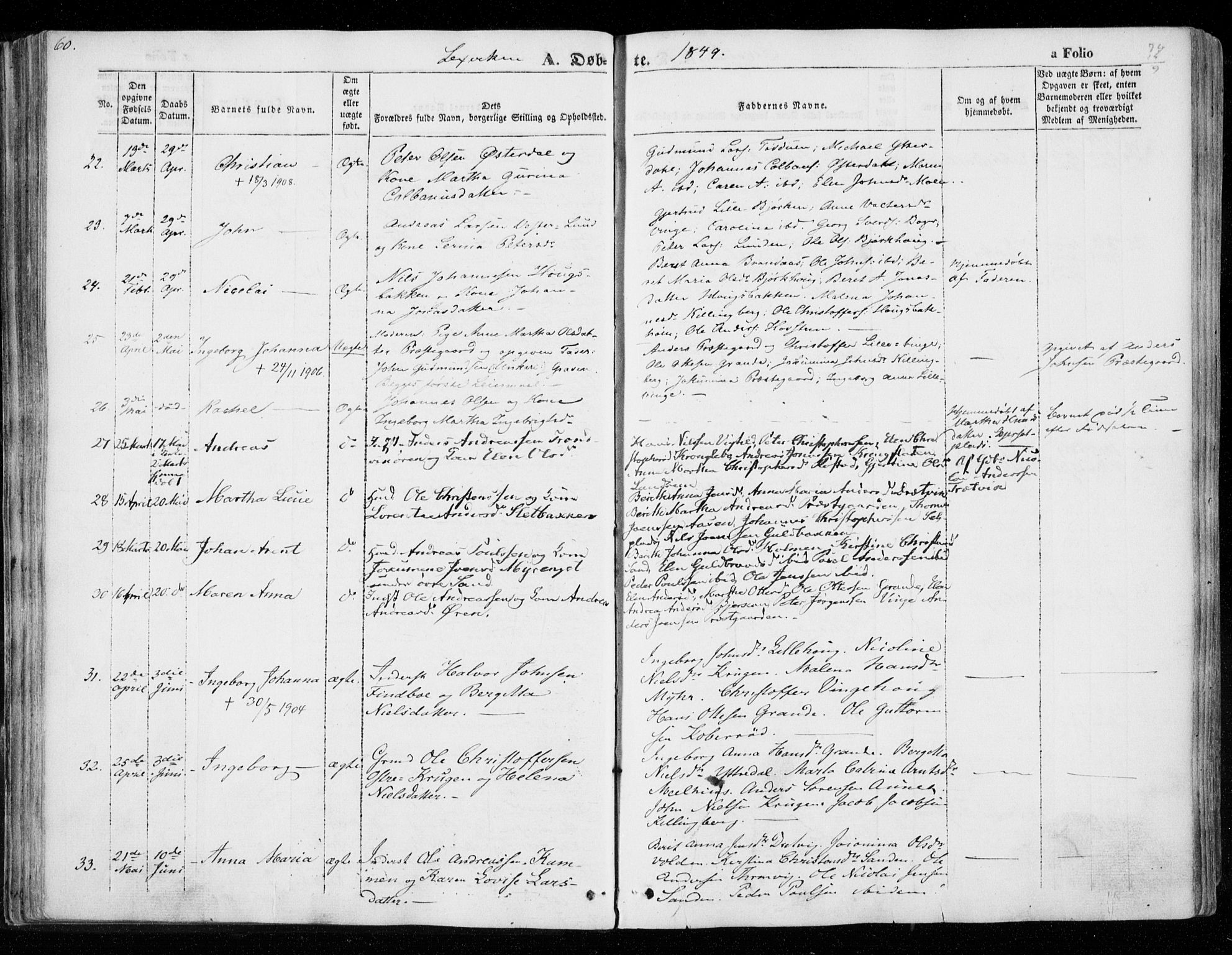 Ministerialprotokoller, klokkerbøker og fødselsregistre - Nord-Trøndelag, SAT/A-1458/701/L0007: Parish register (official) no. 701A07 /1, 1842-1854, p. 60