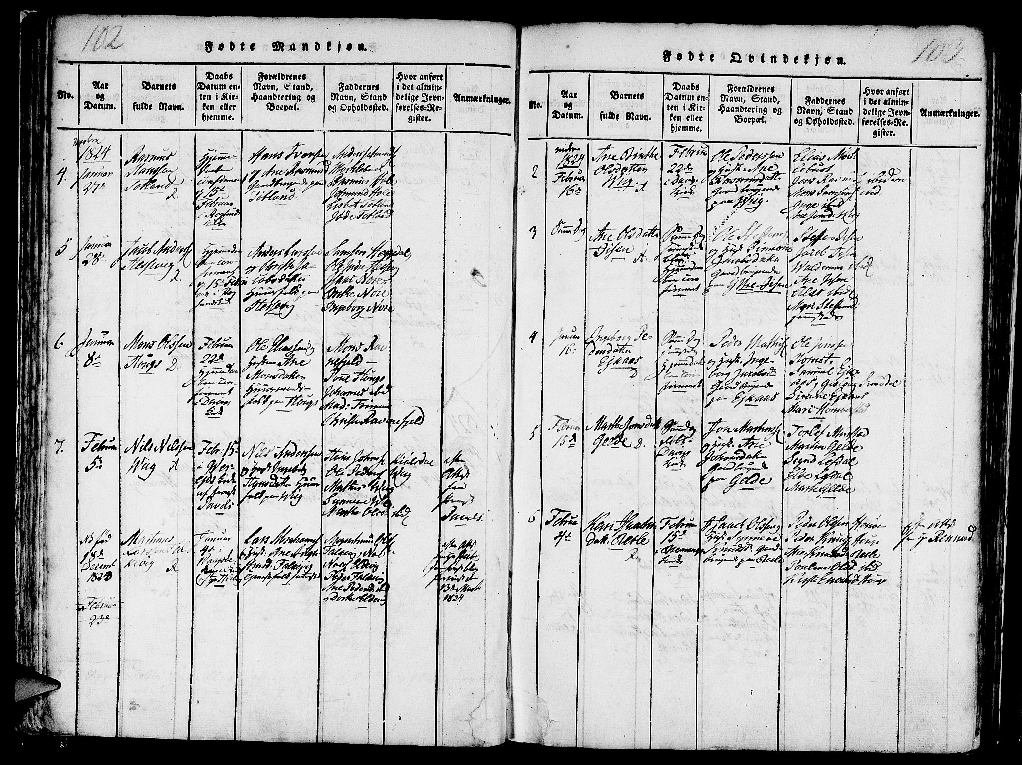 Davik sokneprestembete, SAB/A-79701/H/Haa/Haaa/L0003: Parish register (official) no. A 3, 1816-1830, p. 102-103