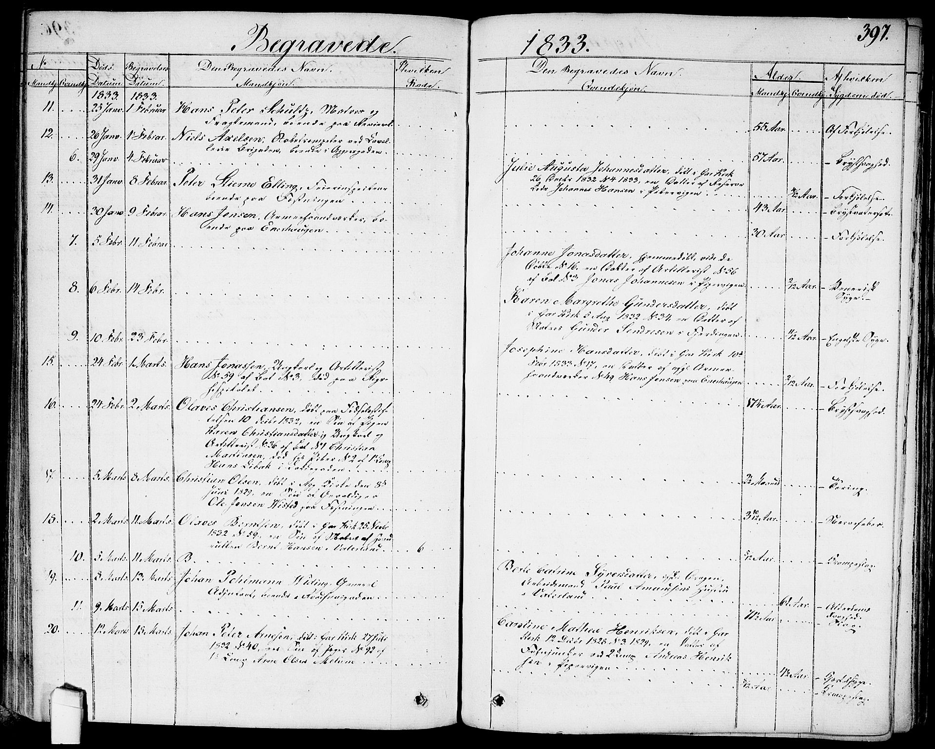 Garnisonsmenigheten Kirkebøker, AV/SAO-A-10846/G/Ga/L0004: Parish register (copy) no. 4, 1828-1840, p. 397