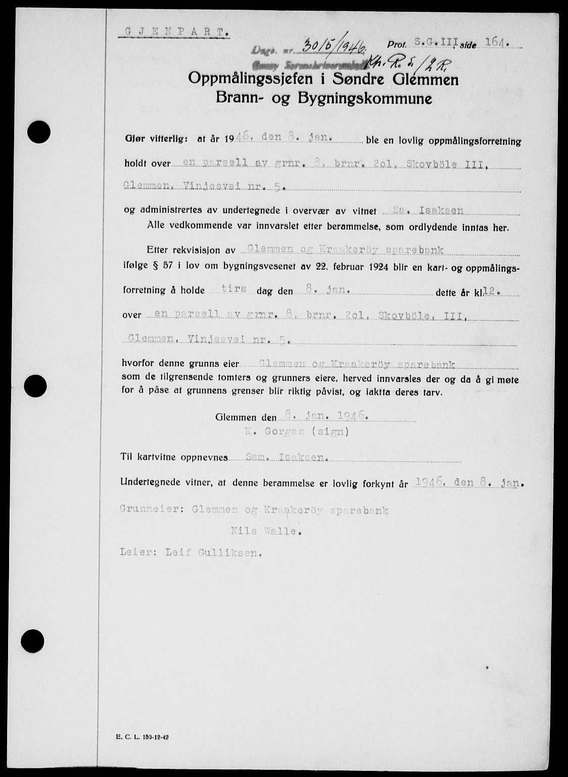 Onsøy sorenskriveri, SAO/A-10474/G/Ga/Gab/L0018: Mortgage book no. II A-18, 1946-1947, Diary no: : 3015/1946