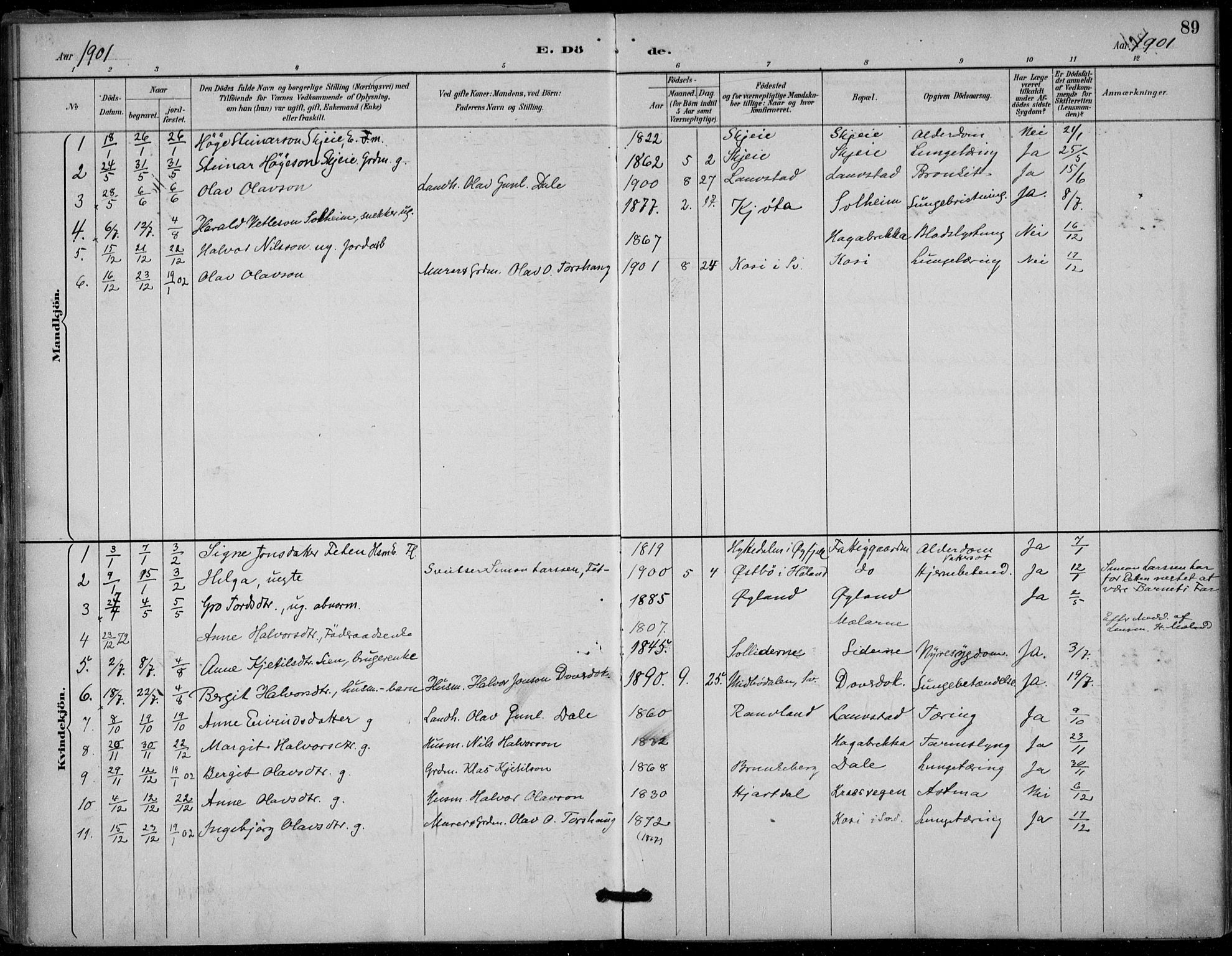 Seljord kirkebøker, SAKO/A-20/F/Fb/L0002: Parish register (official) no. II 2, 1887-1917, p. 89