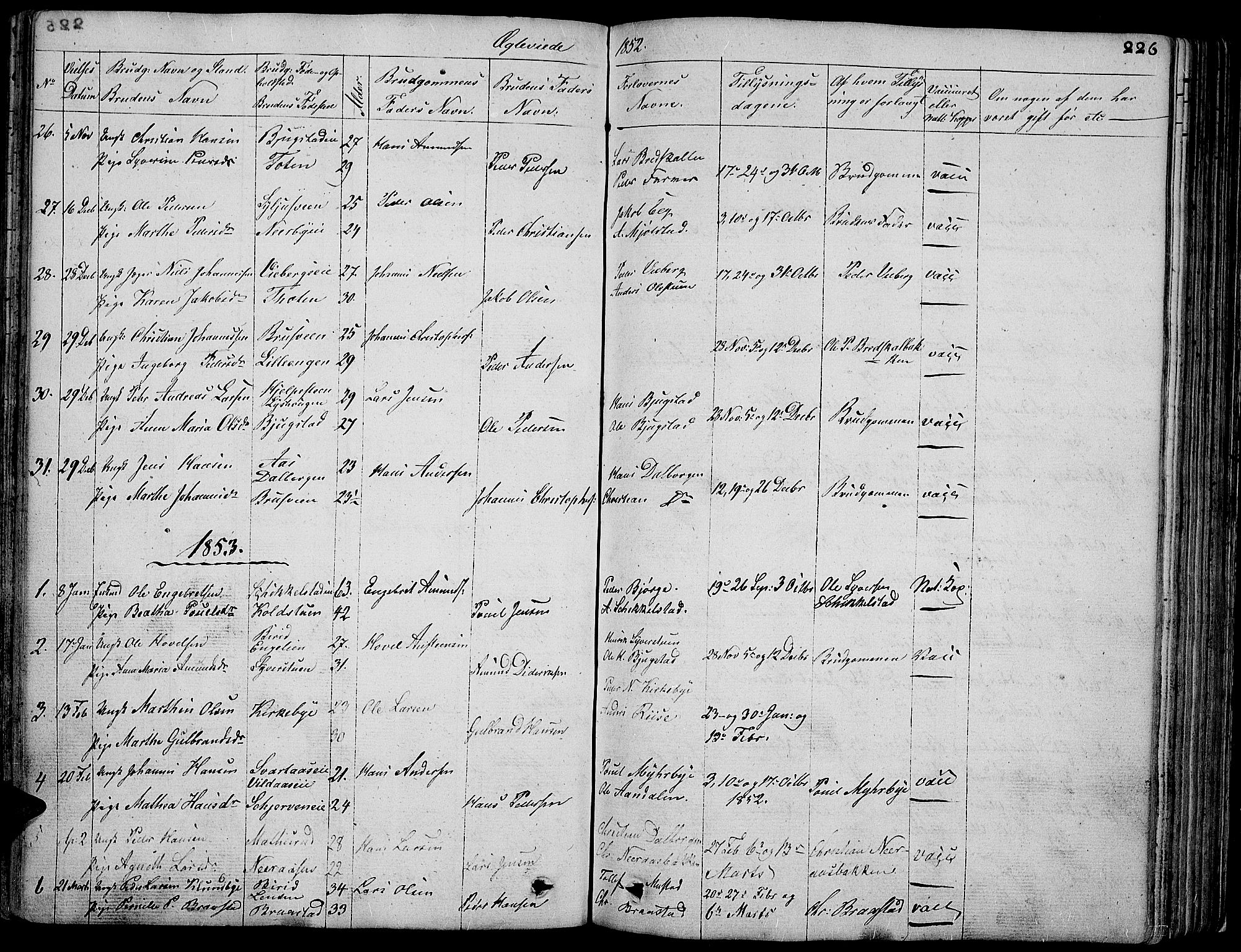 Vardal prestekontor, SAH/PREST-100/H/Ha/Hab/L0004: Parish register (copy) no. 4, 1831-1853, p. 226