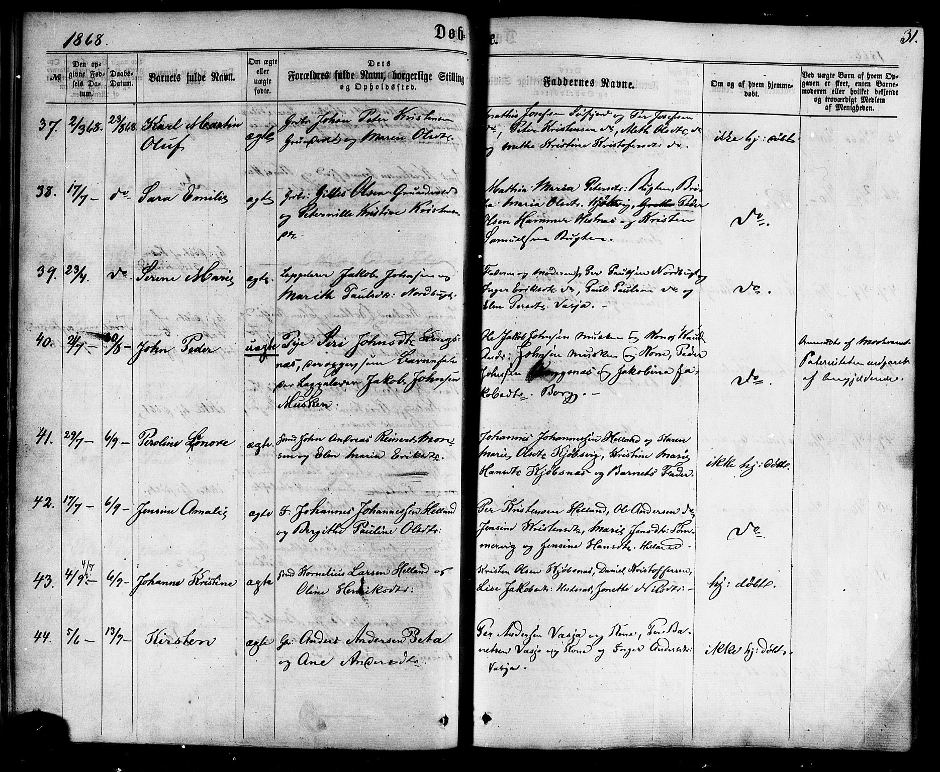 Ministerialprotokoller, klokkerbøker og fødselsregistre - Nordland, SAT/A-1459/861/L0867: Parish register (official) no. 861A02, 1864-1878, p. 31