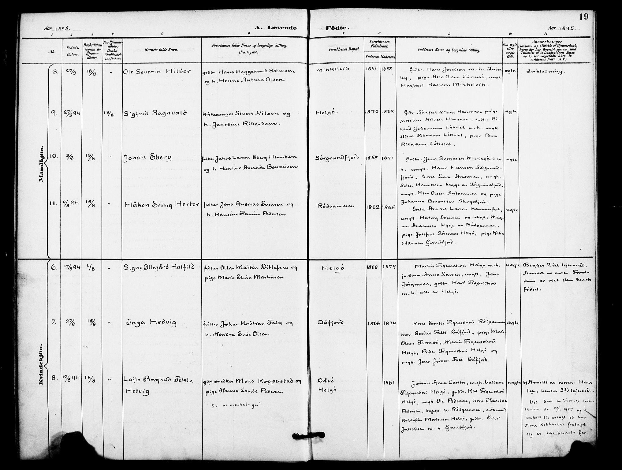 Karlsøy sokneprestembete, SATØ/S-1299/H/Ha/Haa/L0012kirke: Parish register (official) no. 12, 1892-1902, p. 19