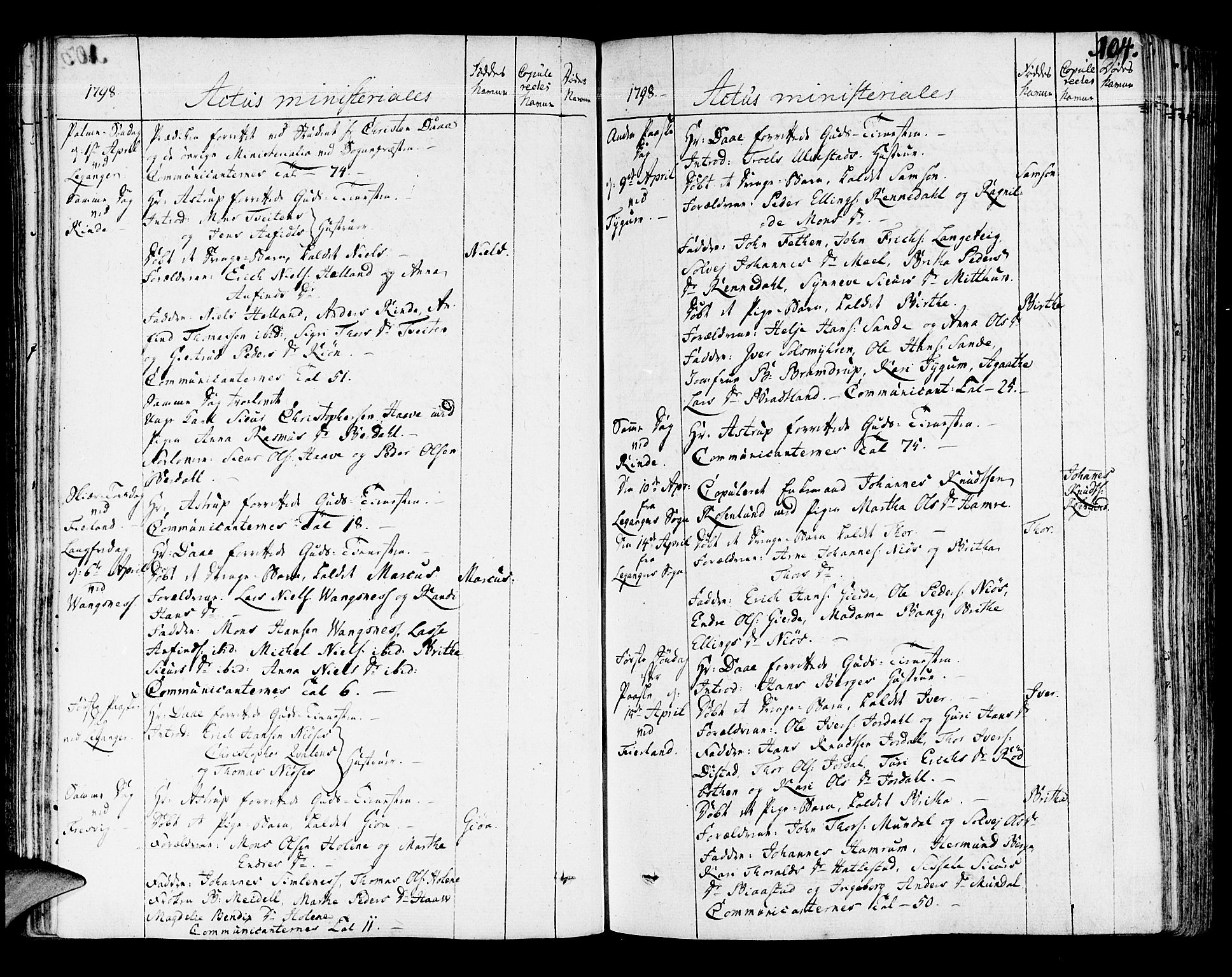 Leikanger sokneprestembete, AV/SAB-A-81001/H/Haa/Haaa/L0005: Parish register (official) no. A 5, 1792-1809, p. 104