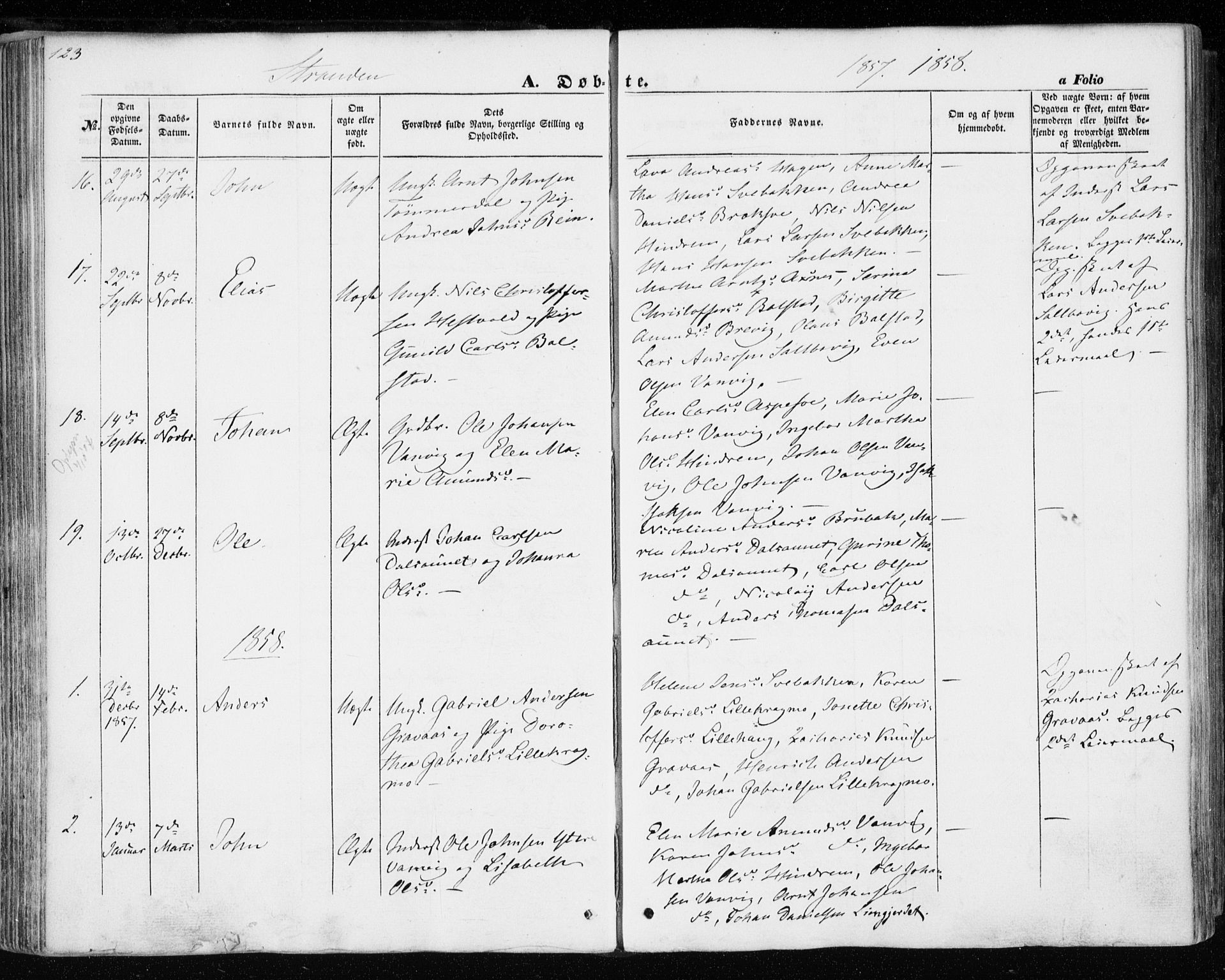 Ministerialprotokoller, klokkerbøker og fødselsregistre - Nord-Trøndelag, SAT/A-1458/701/L0008: Parish register (official) no. 701A08 /2, 1854-1863, p. 123