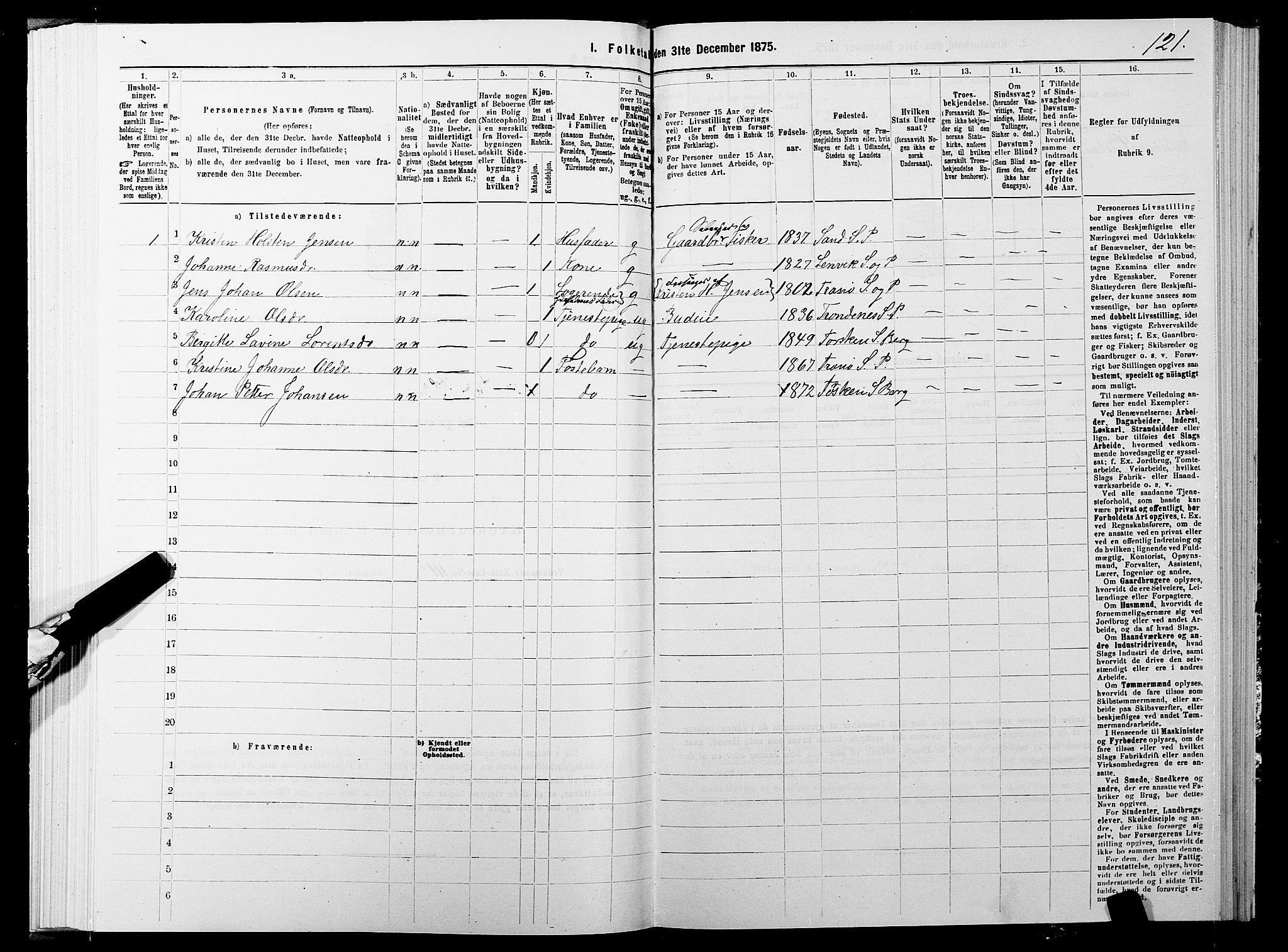 SATØ, 1875 census for 1927P Tranøy, 1875, p. 4121