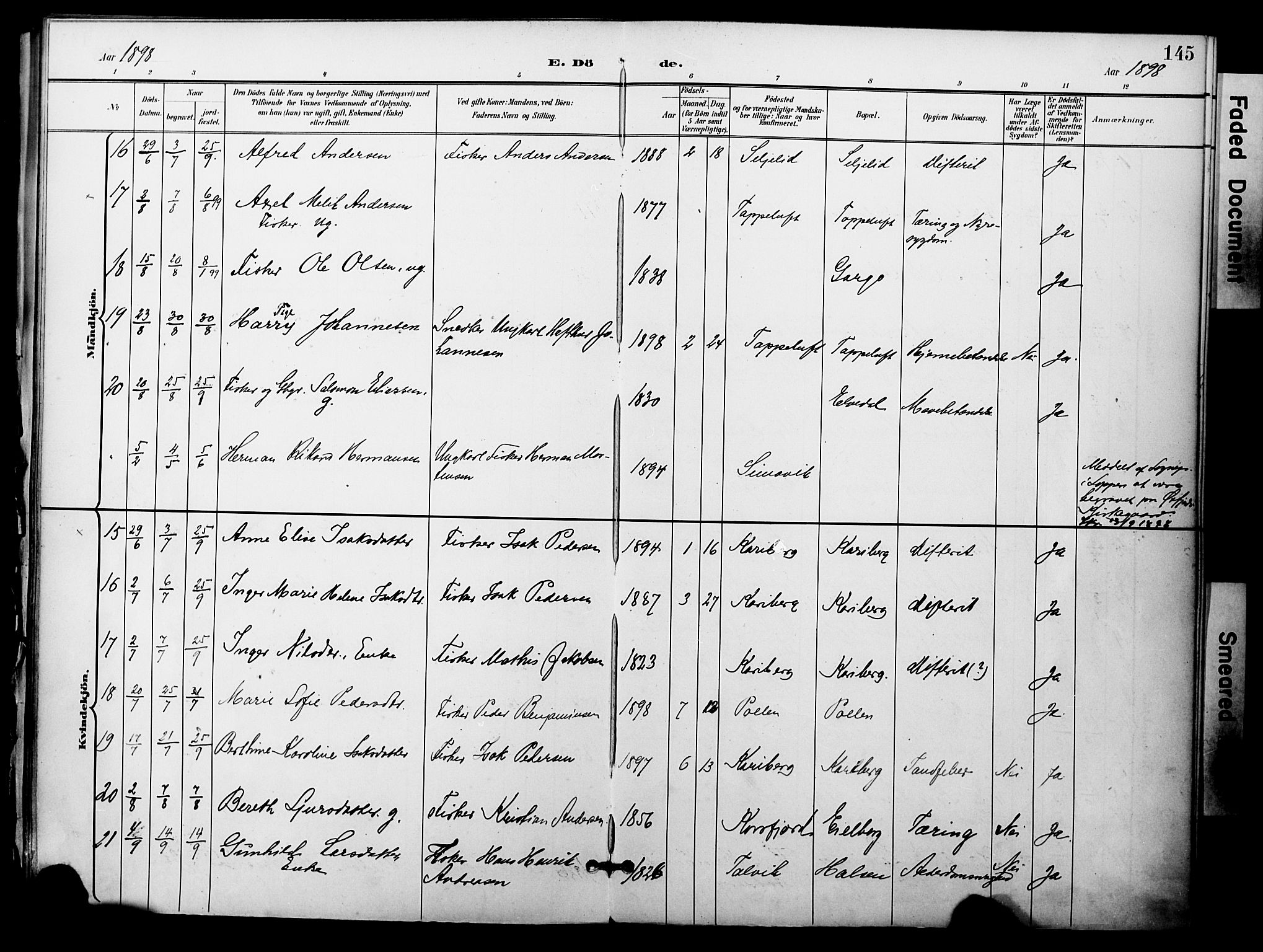 Talvik sokneprestkontor, AV/SATØ-S-1337/H/Ha/L0014kirke: Parish register (official) no. 14, 1897-1905, p. 145