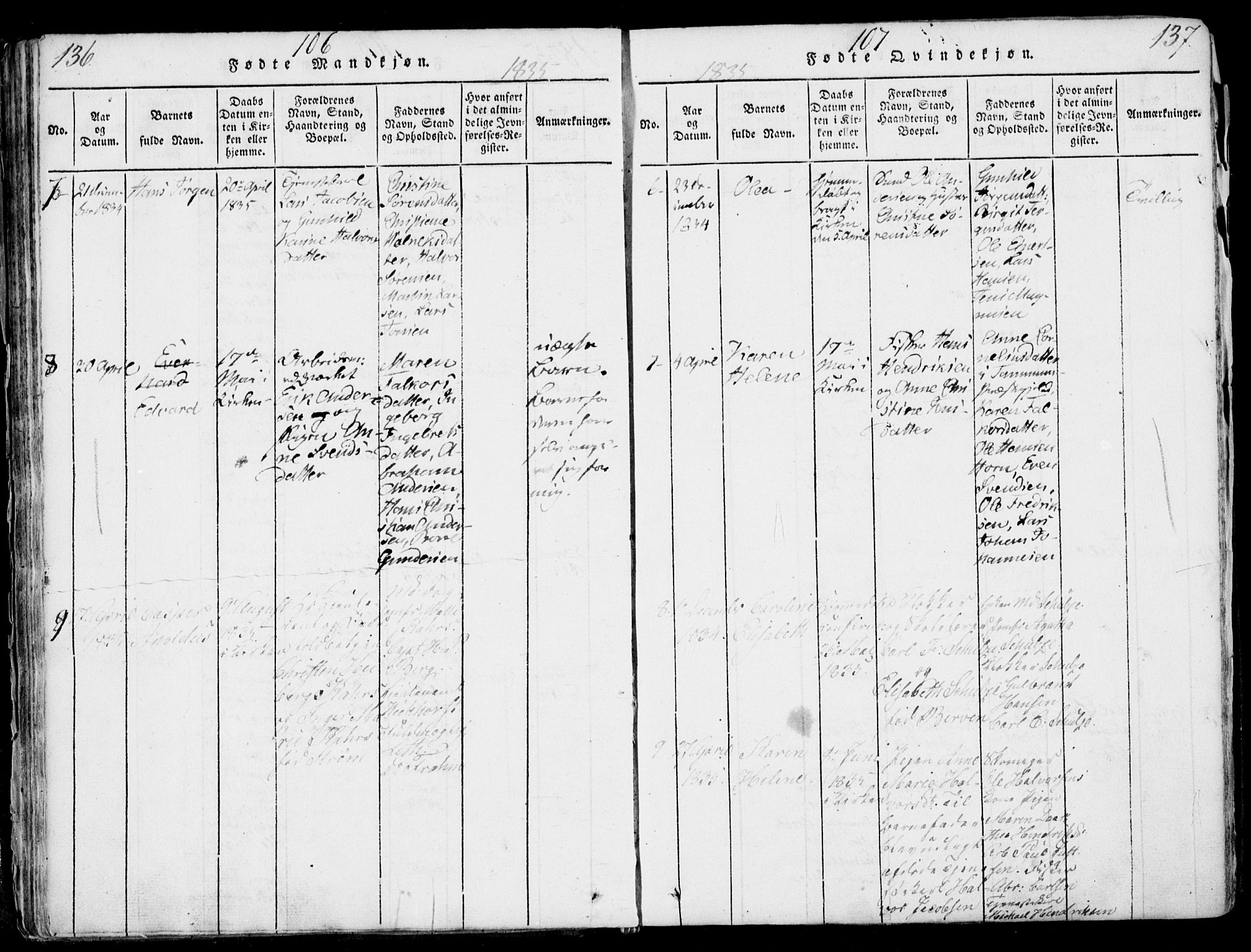 Larvik kirkebøker, AV/SAKO-A-352/F/Fb/L0002: Parish register (official) no. II 2, 1818-1842, p. 136-137