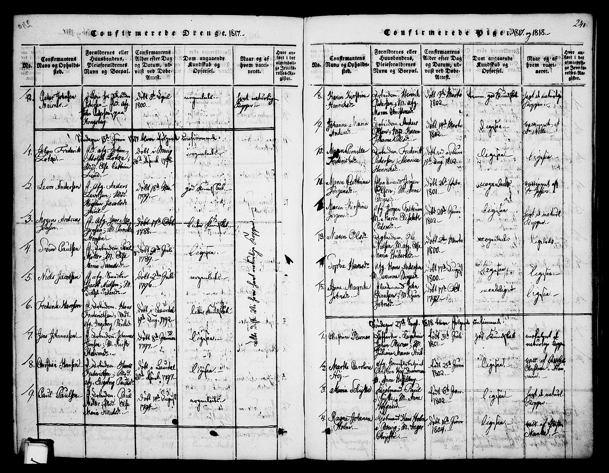 Skien kirkebøker, SAKO/A-302/F/Fa/L0005: Parish register (official) no. 5, 1814-1843, p. 241