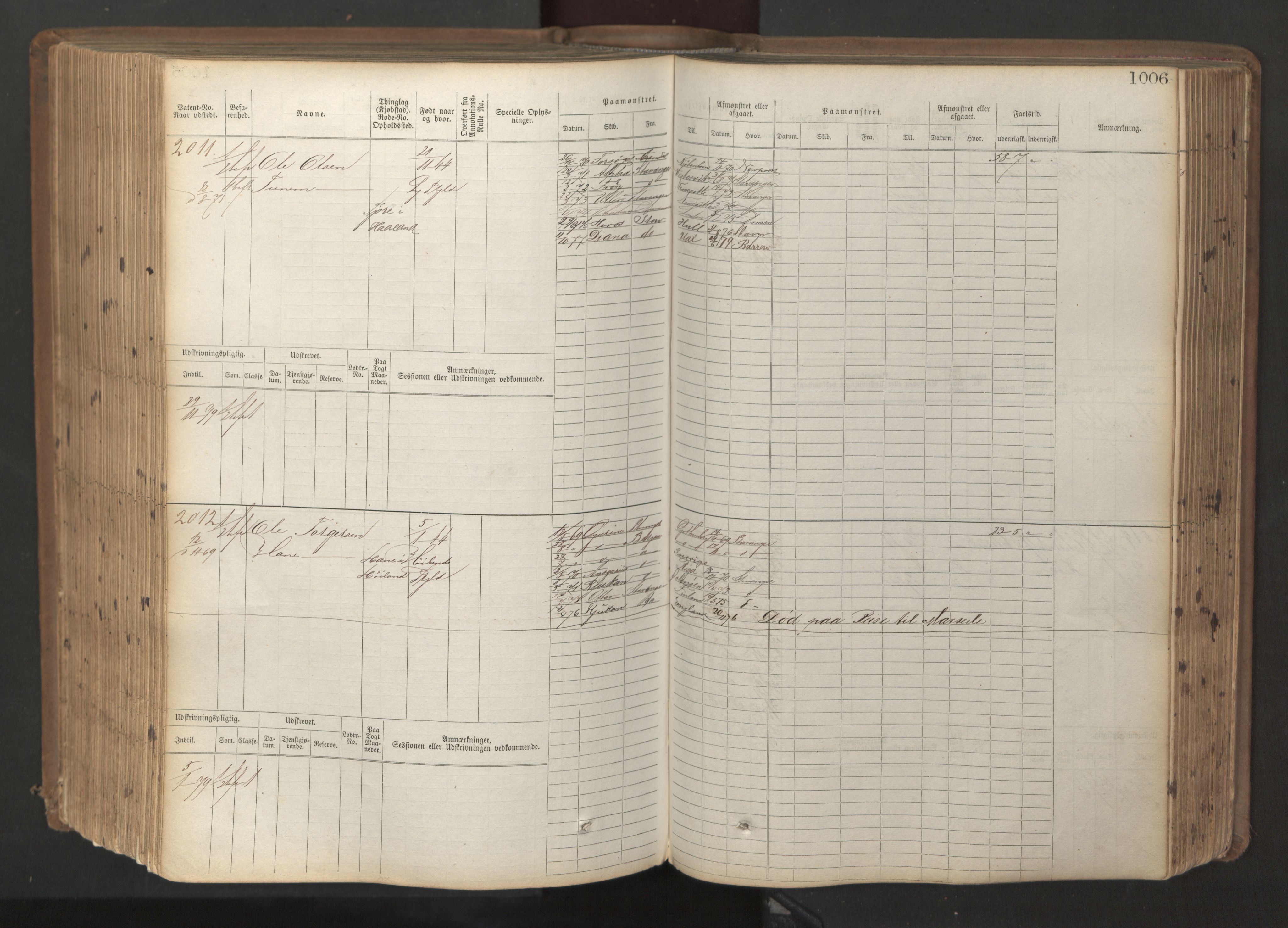 Stavanger sjømannskontor, AV/SAST-A-102006/F/Fb/Fbb/L0017: Sjøfartshovedrulle patnentnr. 1203-2402 (dublett), 1869, p. 409