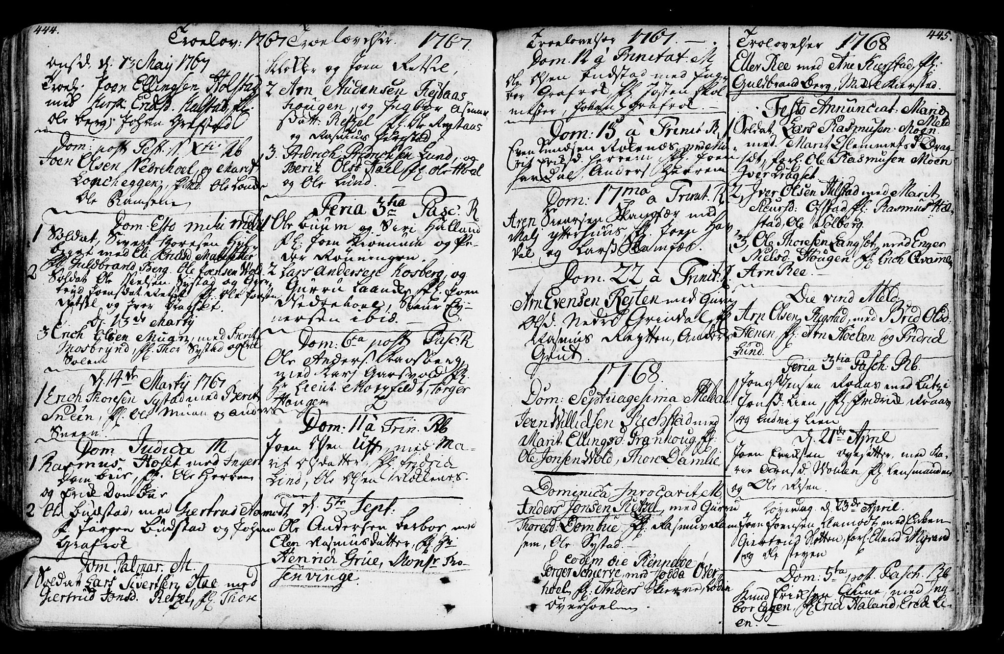 Ministerialprotokoller, klokkerbøker og fødselsregistre - Sør-Trøndelag, SAT/A-1456/672/L0851: Parish register (official) no. 672A04, 1751-1775, p. 444-445