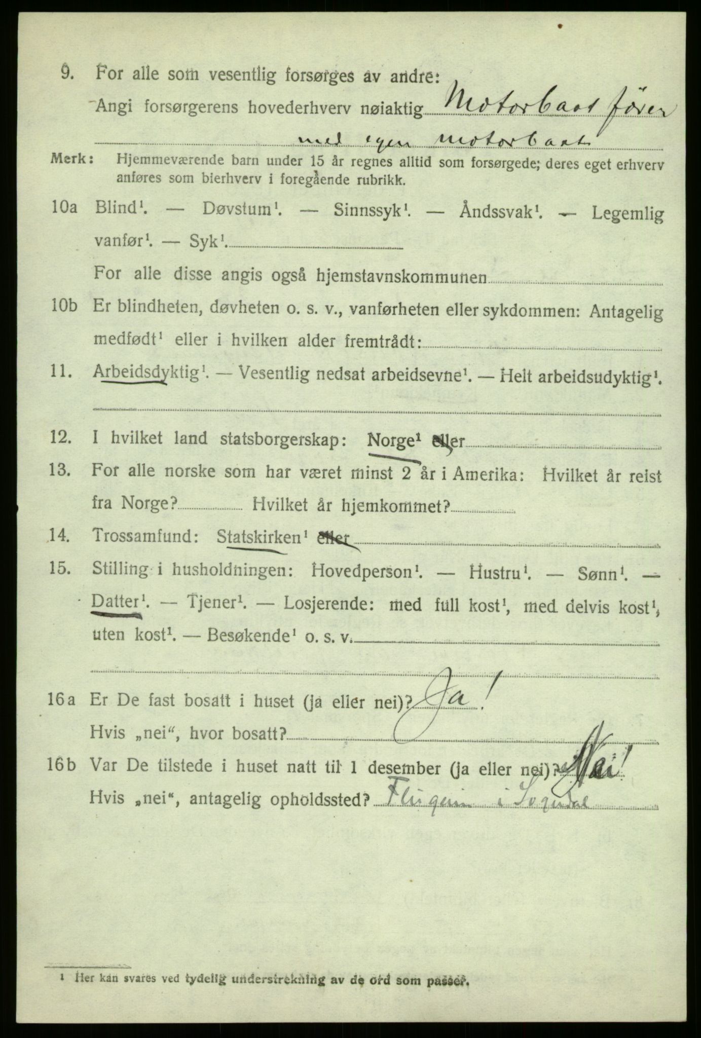 SAB, 1920 census for Sogndal, 1920, p. 3720