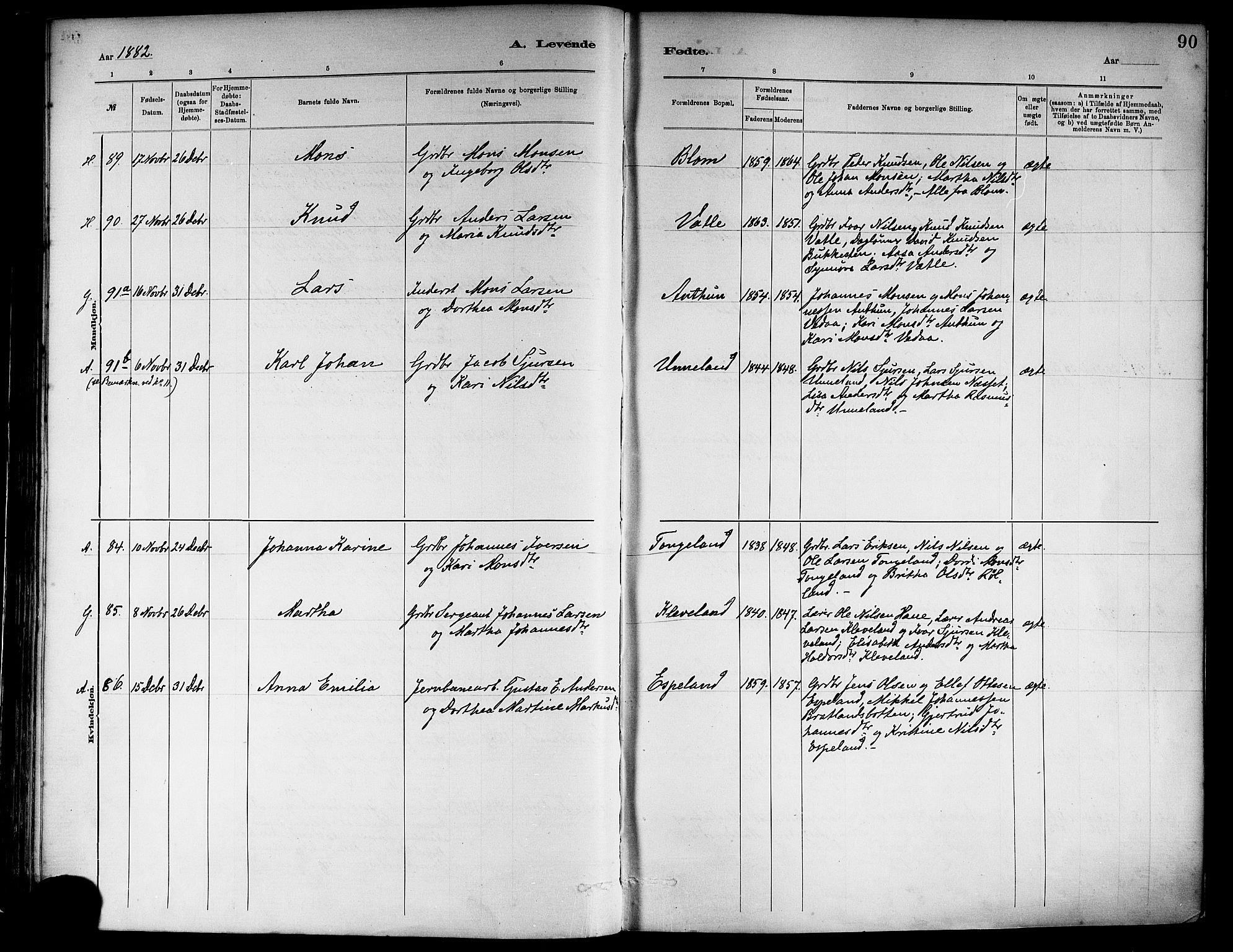 Haus sokneprestembete, SAB/A-75601/H/Haa: Parish register (official) no. A 19I, 1878-1886, p. 90