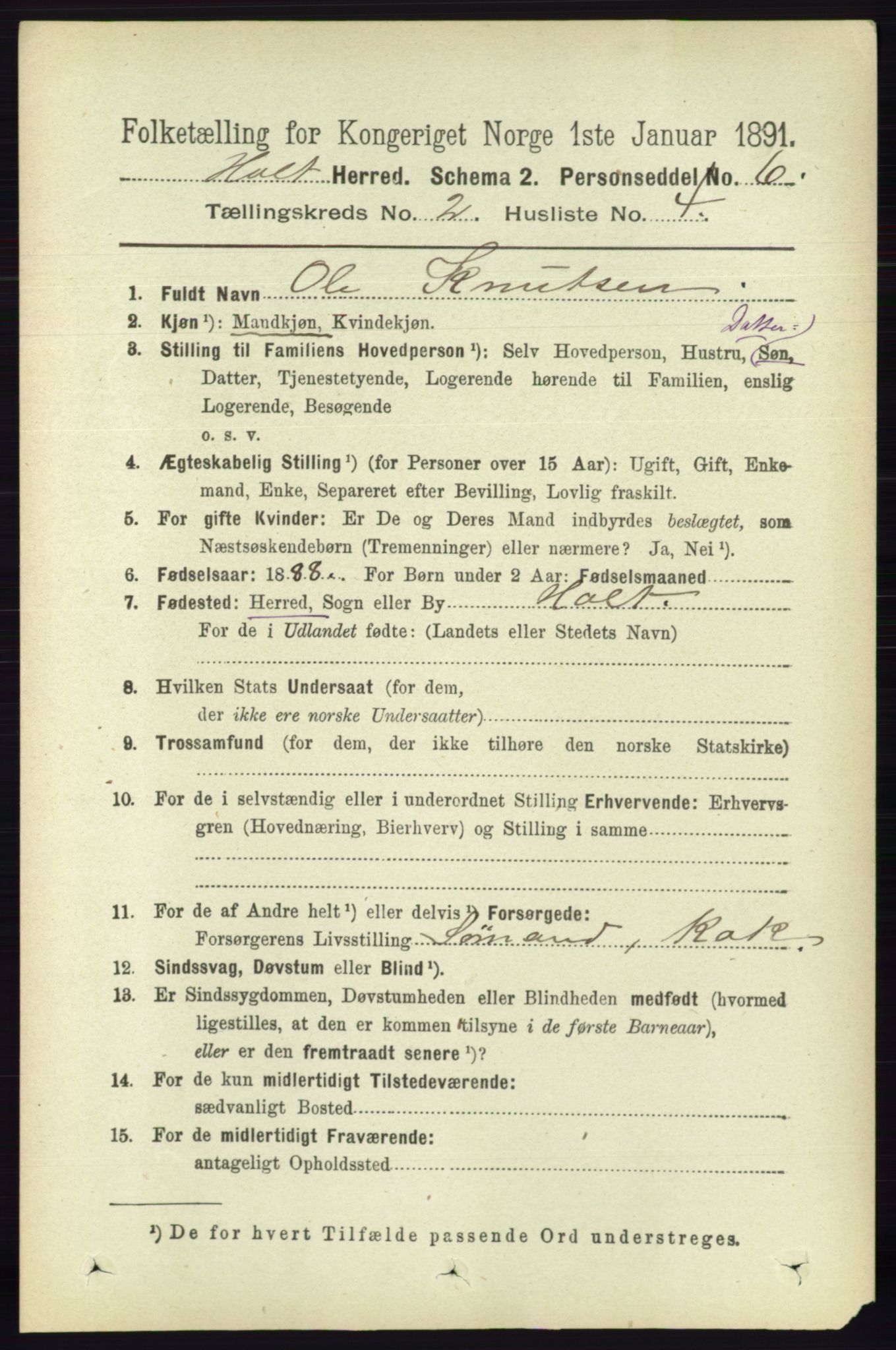 RA, 1891 census for 0914 Holt, 1891, p. 681