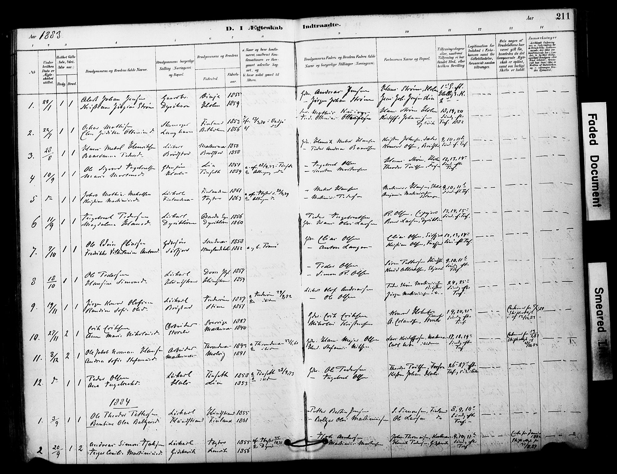 Tranøy sokneprestkontor, AV/SATØ-S-1313/I/Ia/Iaa/L0011kirke: Parish register (official) no. 11, 1878-1904, p. 211