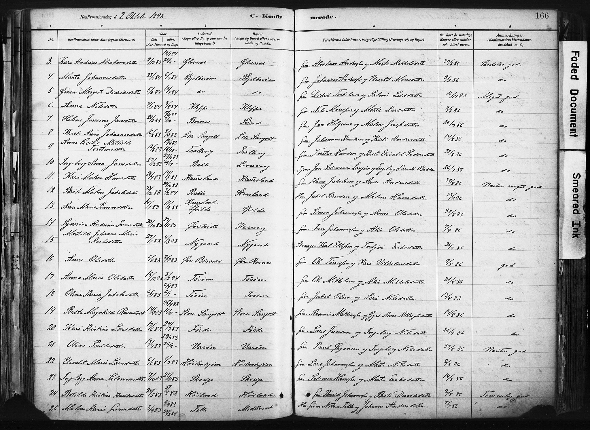 Sund sokneprestembete, AV/SAB-A-99930: Parish register (official) no. B 1, 1882-1907, p. 166