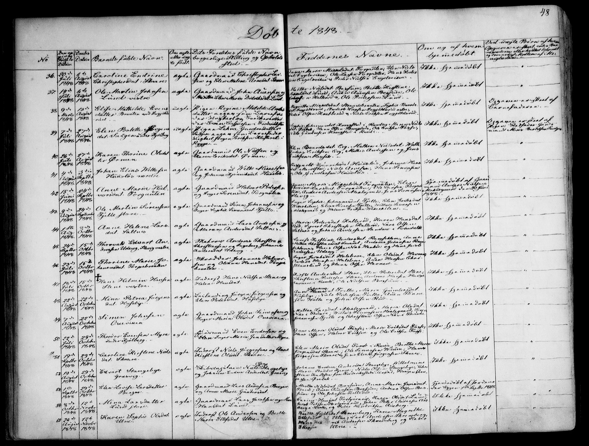 Onsøy prestekontor Kirkebøker, SAO/A-10914/F/Fa/L0003: Parish register (official) no. I 3, 1841-1860, p. 48