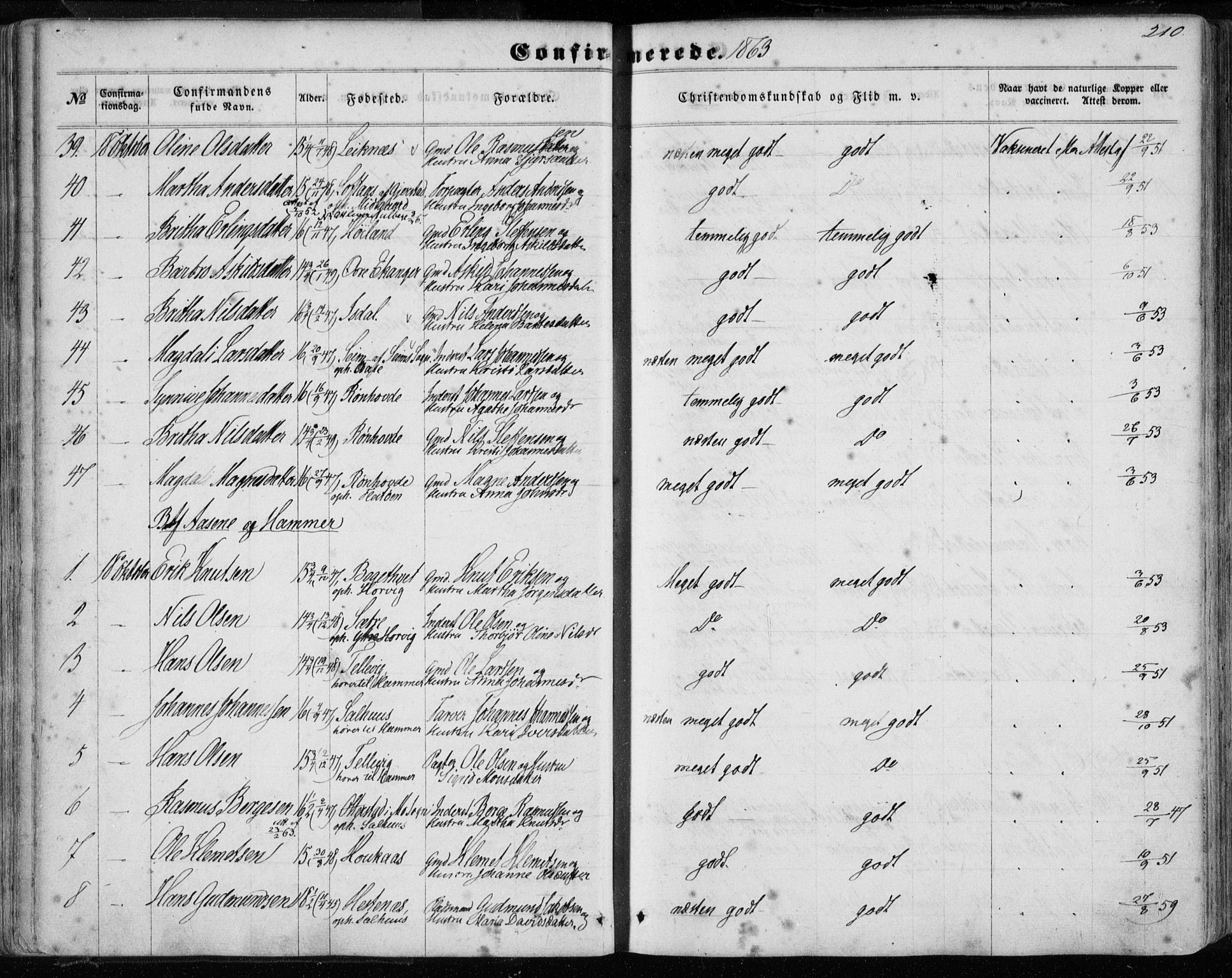 Hamre sokneprestembete, AV/SAB-A-75501/H/Ha/Haa/Haaa/L0014: Parish register (official) no. A 14, 1858-1872, p. 210