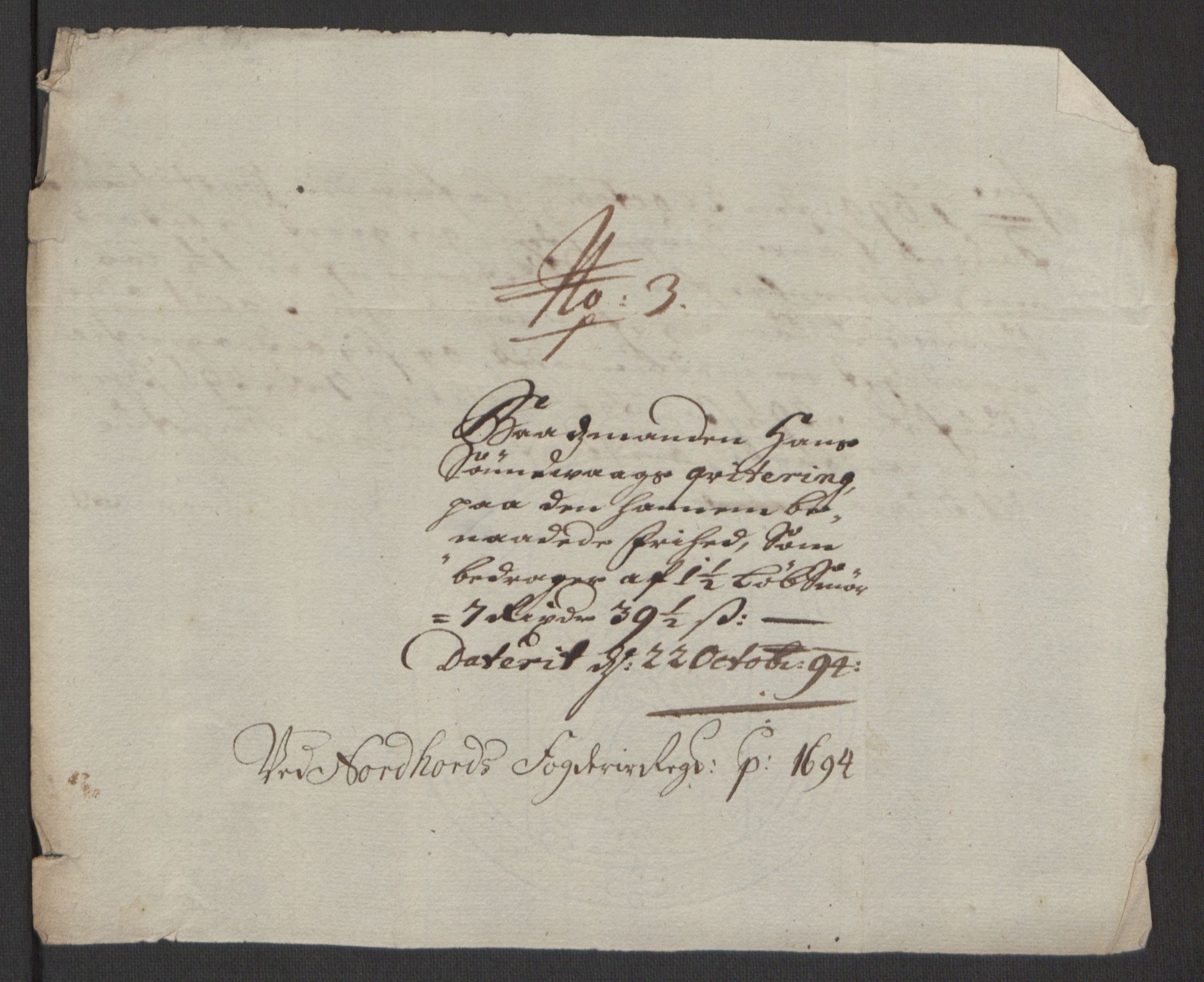 Rentekammeret inntil 1814, Reviderte regnskaper, Fogderegnskap, AV/RA-EA-4092/R51/L3182: Fogderegnskap Nordhordland og Voss, 1694, p. 313