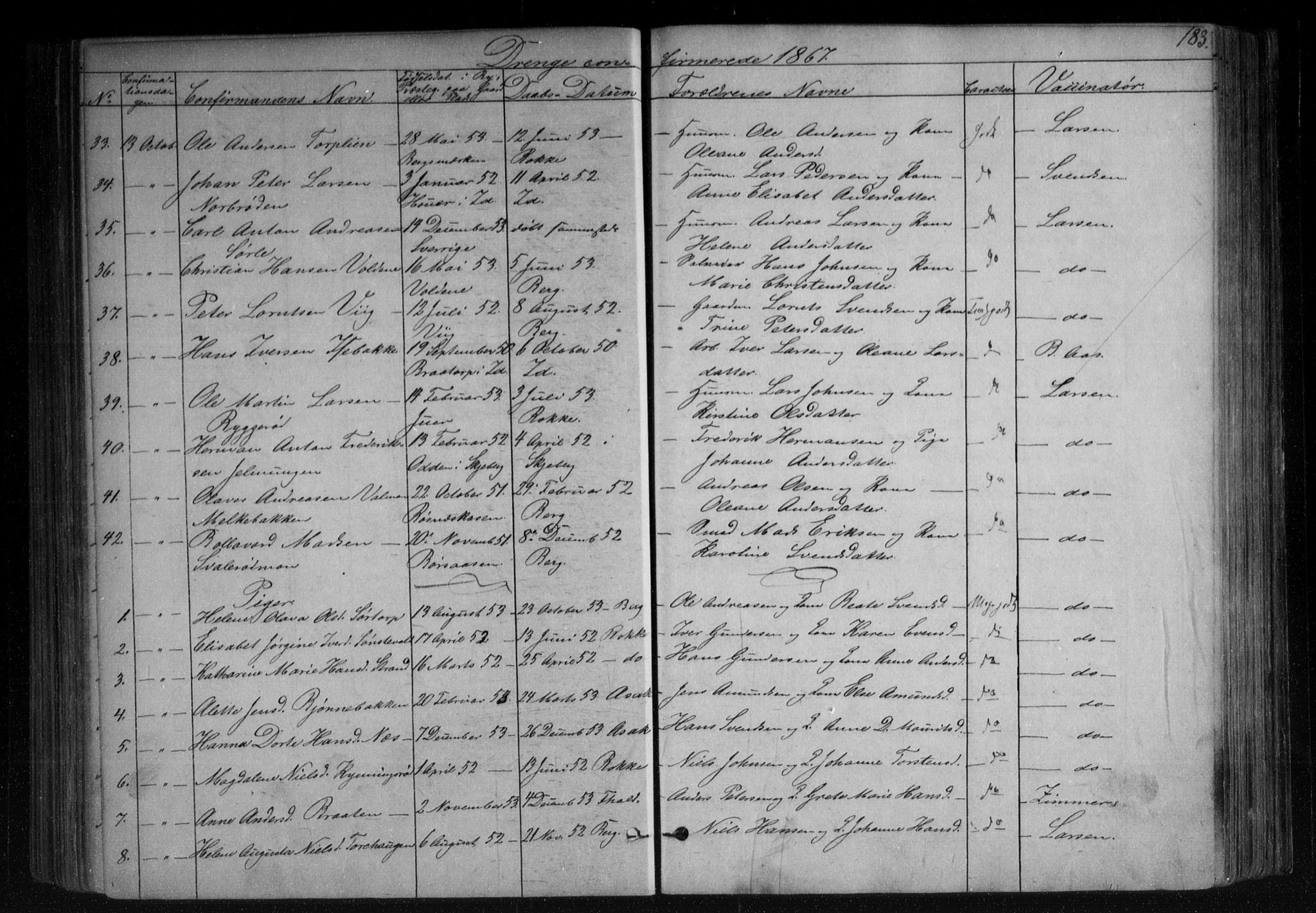 Berg prestekontor Kirkebøker, AV/SAO-A-10902/F/Fa/L0005: Parish register (official) no. I 5, 1861-1877, p. 183