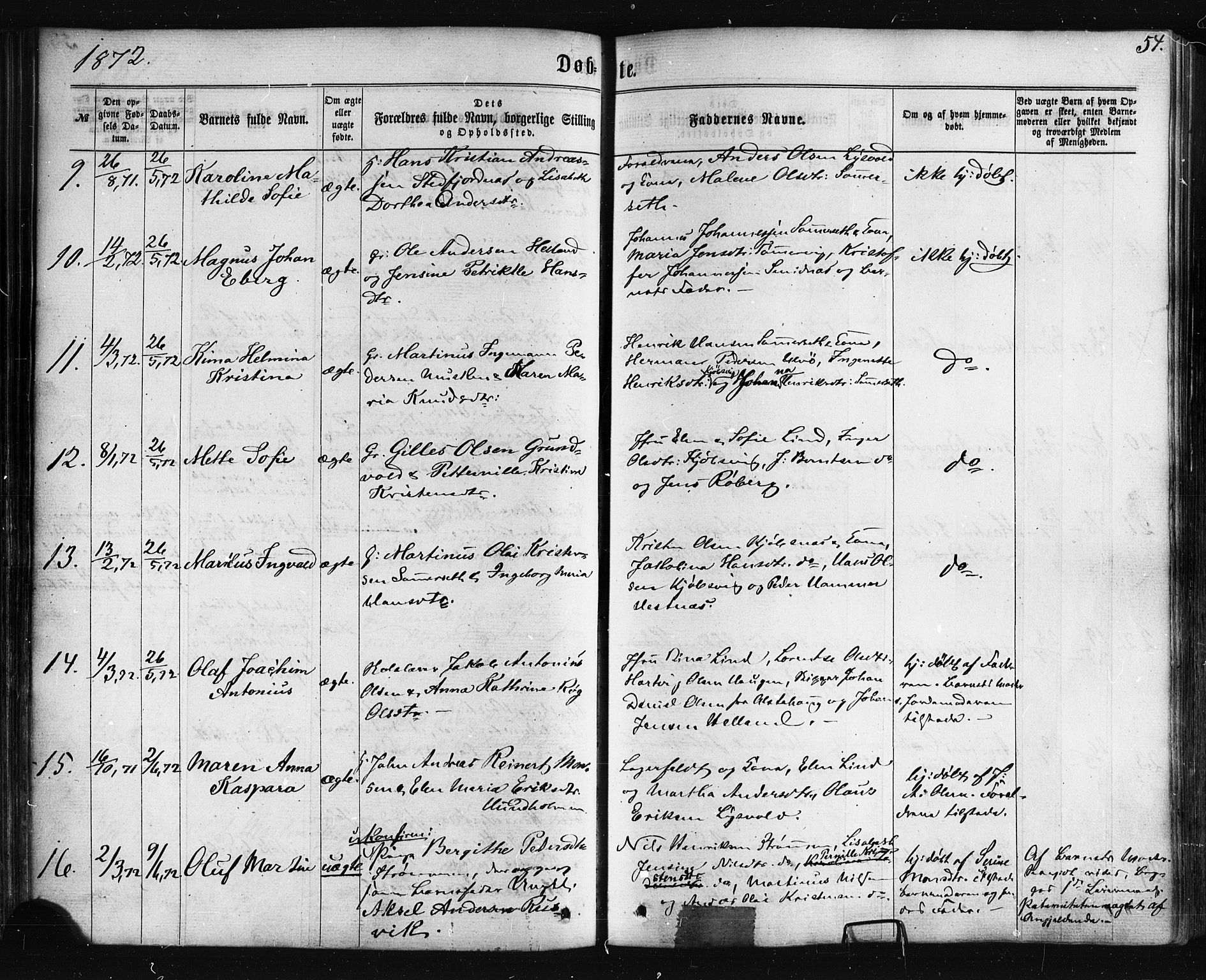 Ministerialprotokoller, klokkerbøker og fødselsregistre - Nordland, SAT/A-1459/861/L0867: Parish register (official) no. 861A02, 1864-1878, p. 54