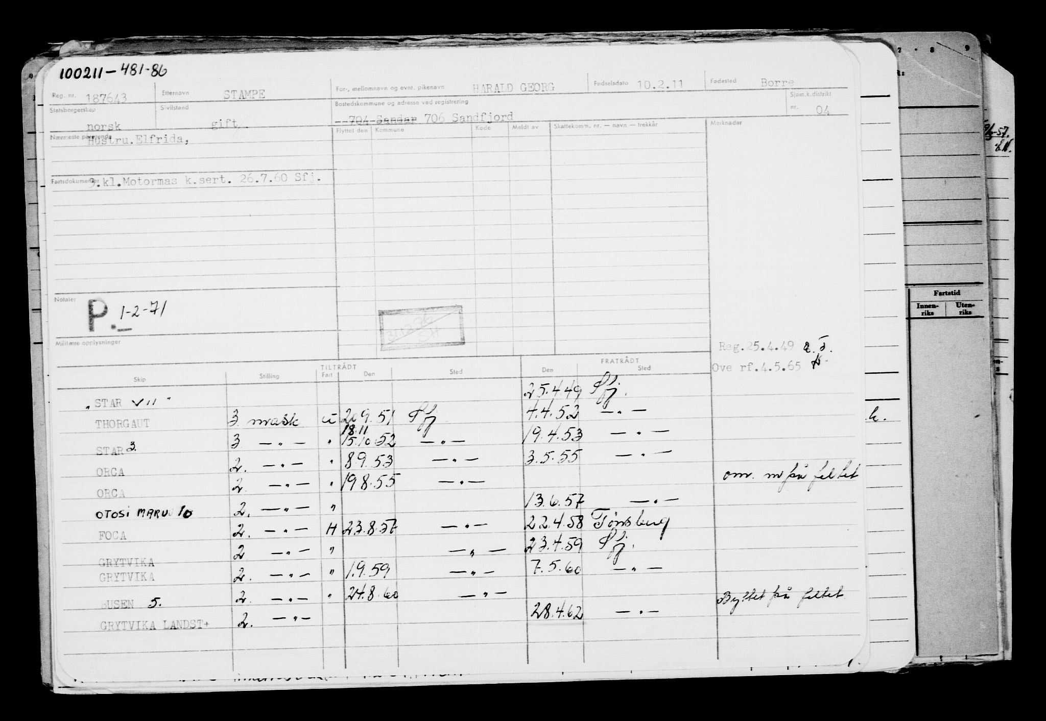 Direktoratet for sjømenn, AV/RA-S-3545/G/Gb/L0094: Hovedkort, 1911, p. 141