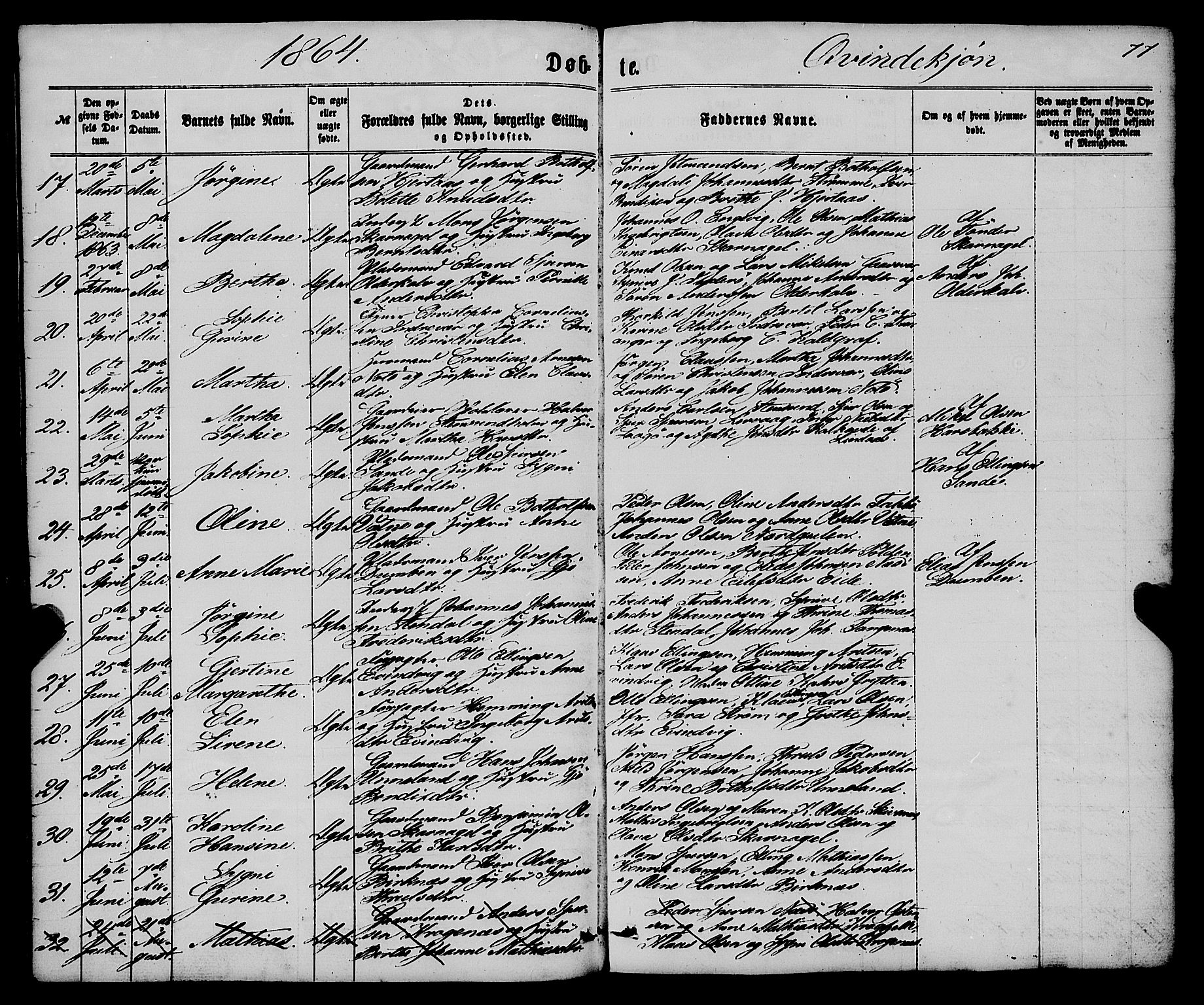 Gulen sokneprestembete, AV/SAB-A-80201/H/Haa/Haaa/L0022: Parish register (official) no. A 22, 1859-1869, p. 77