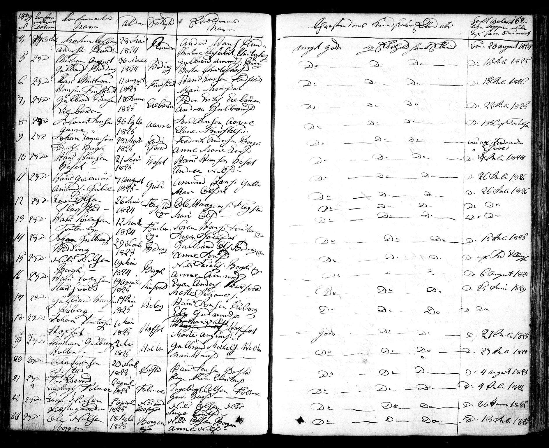 Nes prestekontor Kirkebøker, AV/SAO-A-10410/F/Fa/L0006: Parish register (official) no. I 6, 1833-1845, p. 168