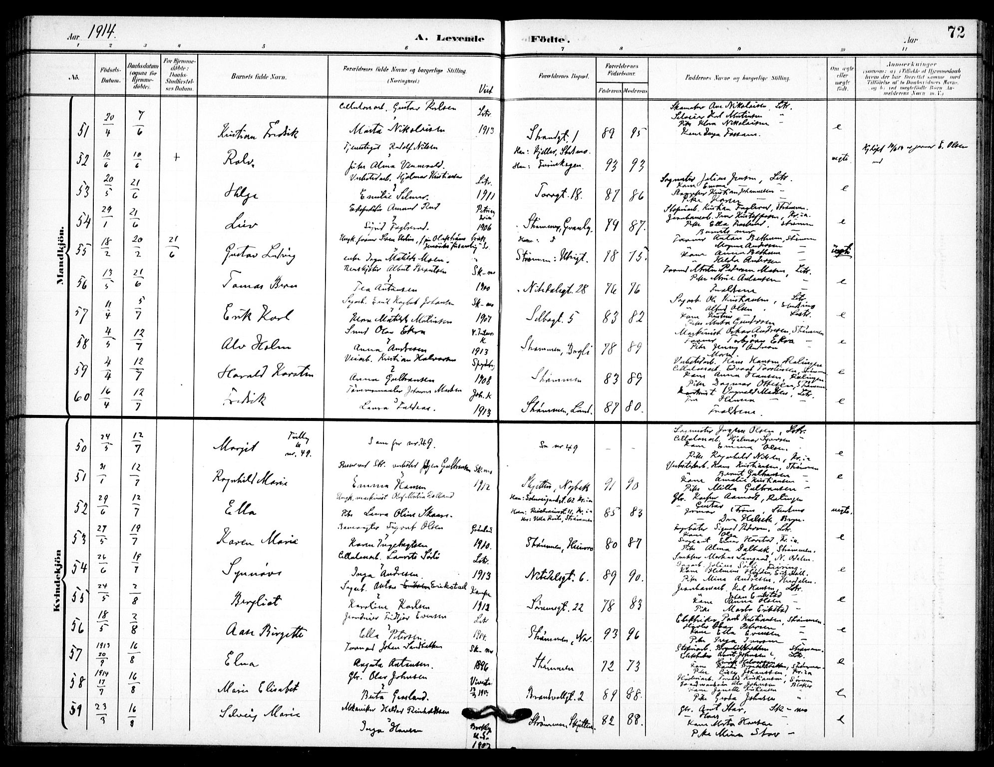 Skedsmo prestekontor Kirkebøker, AV/SAO-A-10033a/F/Fc/L0001: Parish register (official) no. III 1, 1908-1916, p. 72