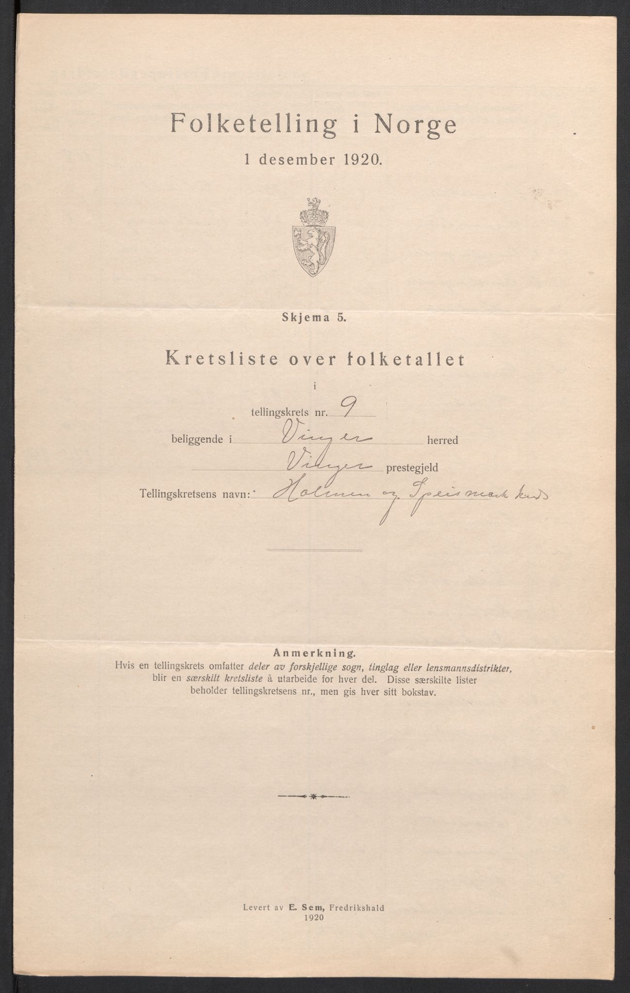 SAH, 1920 census for Vinger, 1920, p. 34