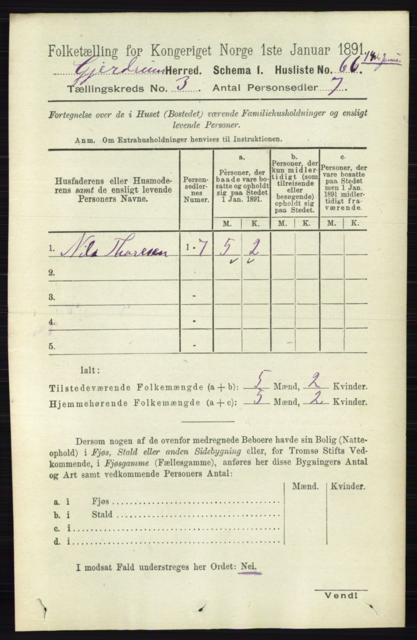 RA, 1891 census for 0234 Gjerdrum, 1891, p. 1226
