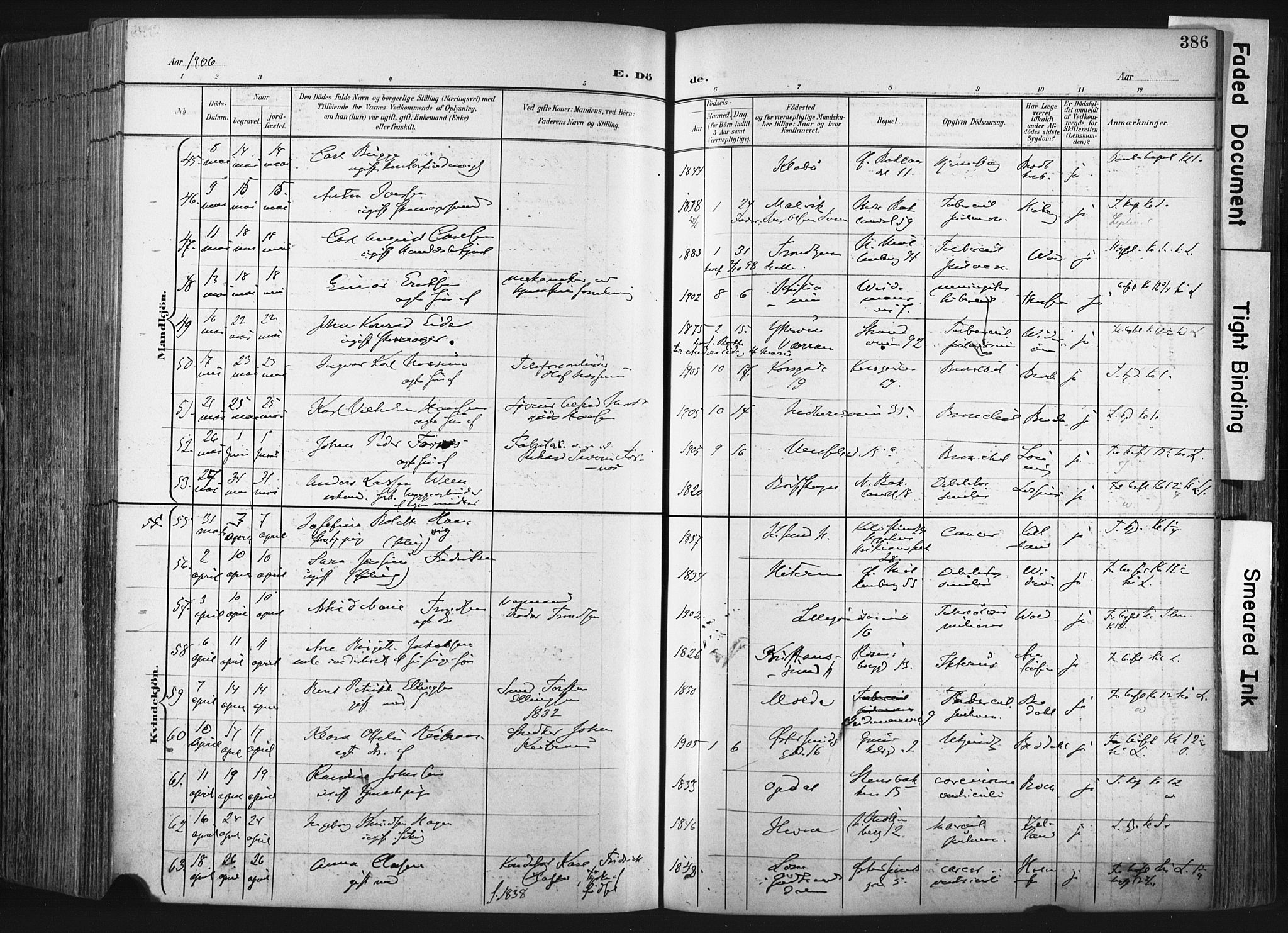Ministerialprotokoller, klokkerbøker og fødselsregistre - Sør-Trøndelag, SAT/A-1456/604/L0201: Parish register (official) no. 604A21, 1901-1911, p. 386