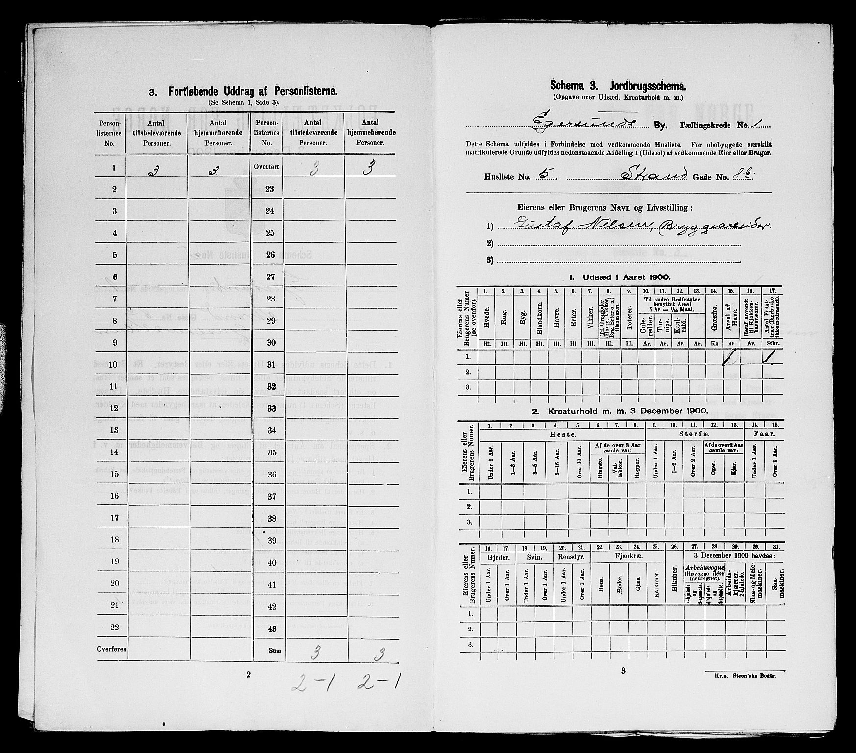 SAST, 1900 census for Egersund, 1900, p. 90