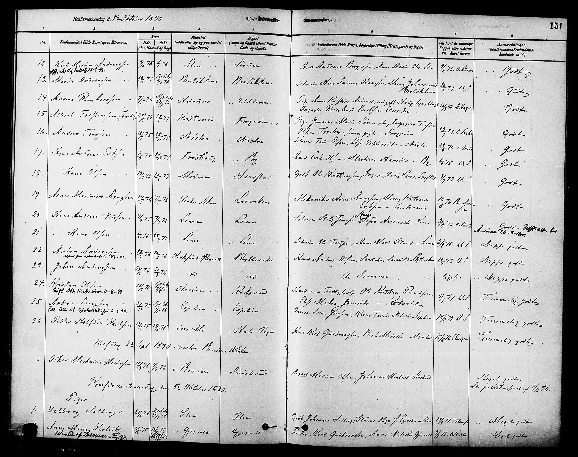 Hole kirkebøker, SAKO/A-228/F/Fa/L0008: Parish register (official) no. I 8, 1878-1891, p. 151
