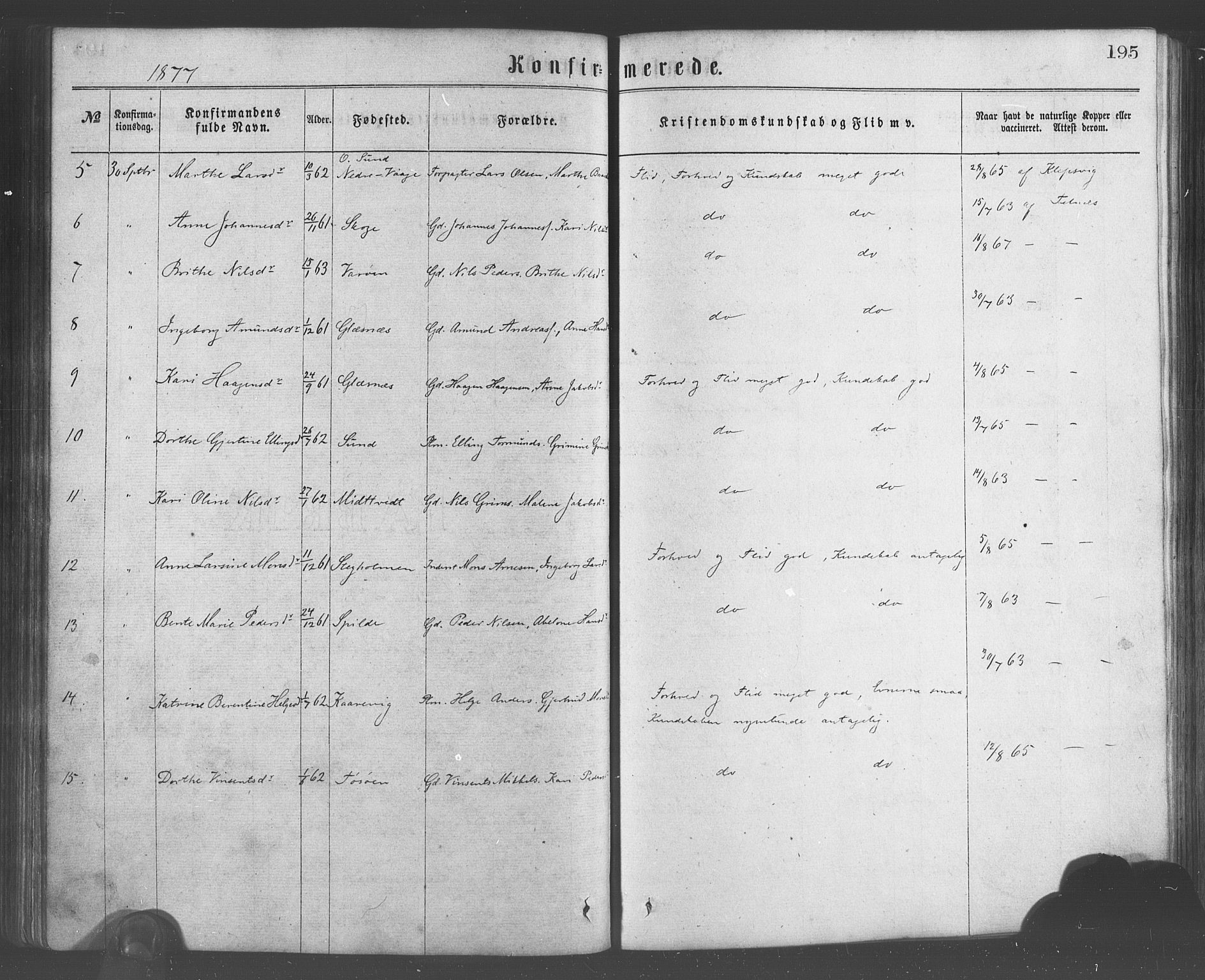 Sund sokneprestembete, AV/SAB-A-99930: Parish register (official) no. A 15, 1867-1881, p. 195