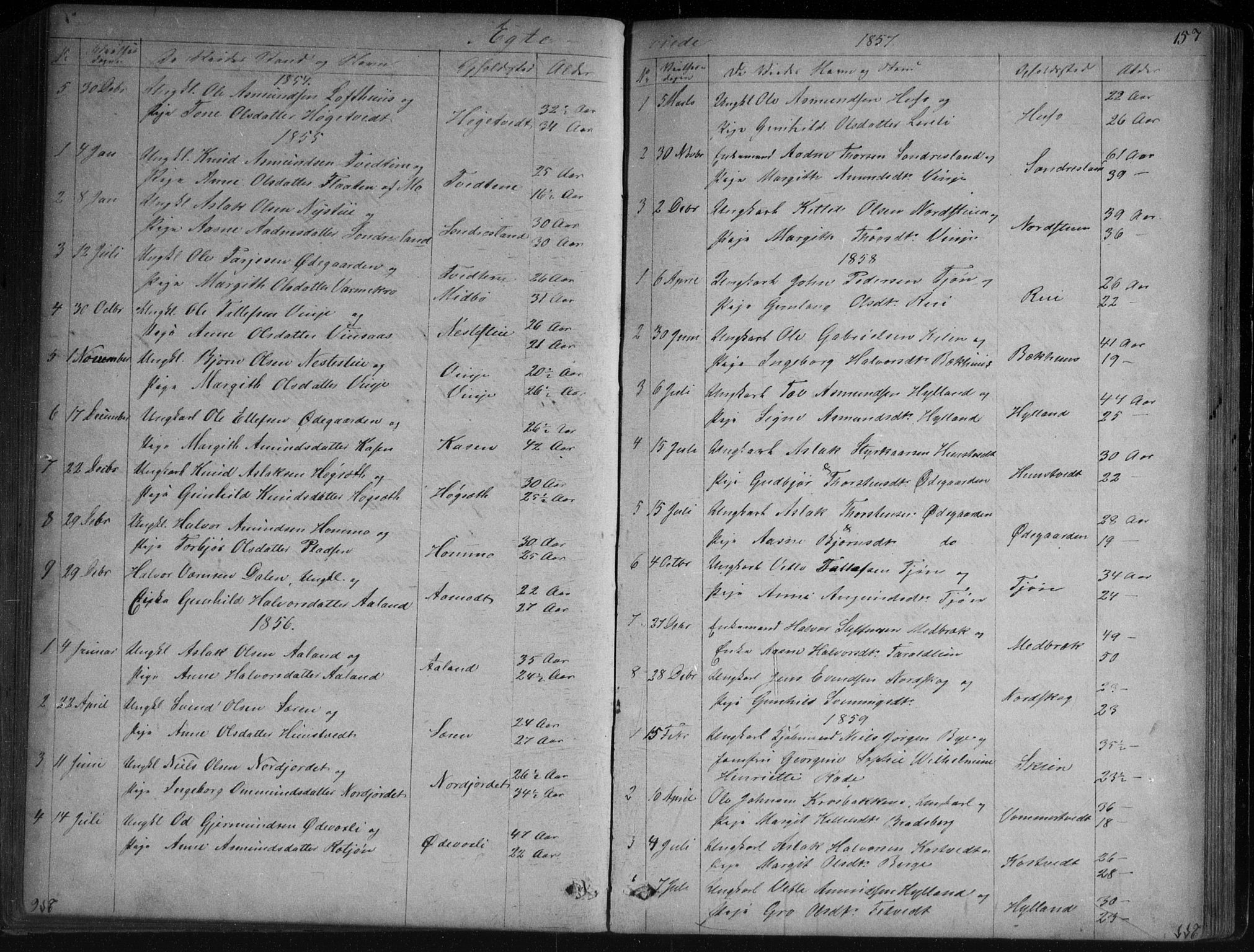 Vinje kirkebøker, SAKO/A-312/G/Ga/L0002: Parish register (copy) no. I 2, 1849-1893, p. 157