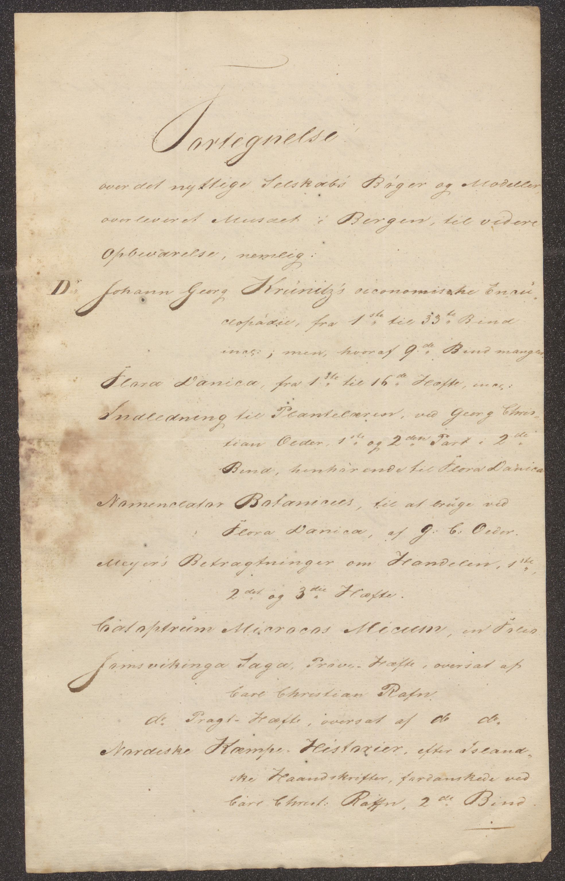 Bergens Museum, UMB/A007/D/Da/L0002/0001: Innkommende brev 1827 / Innkommende brev 1827, 1827