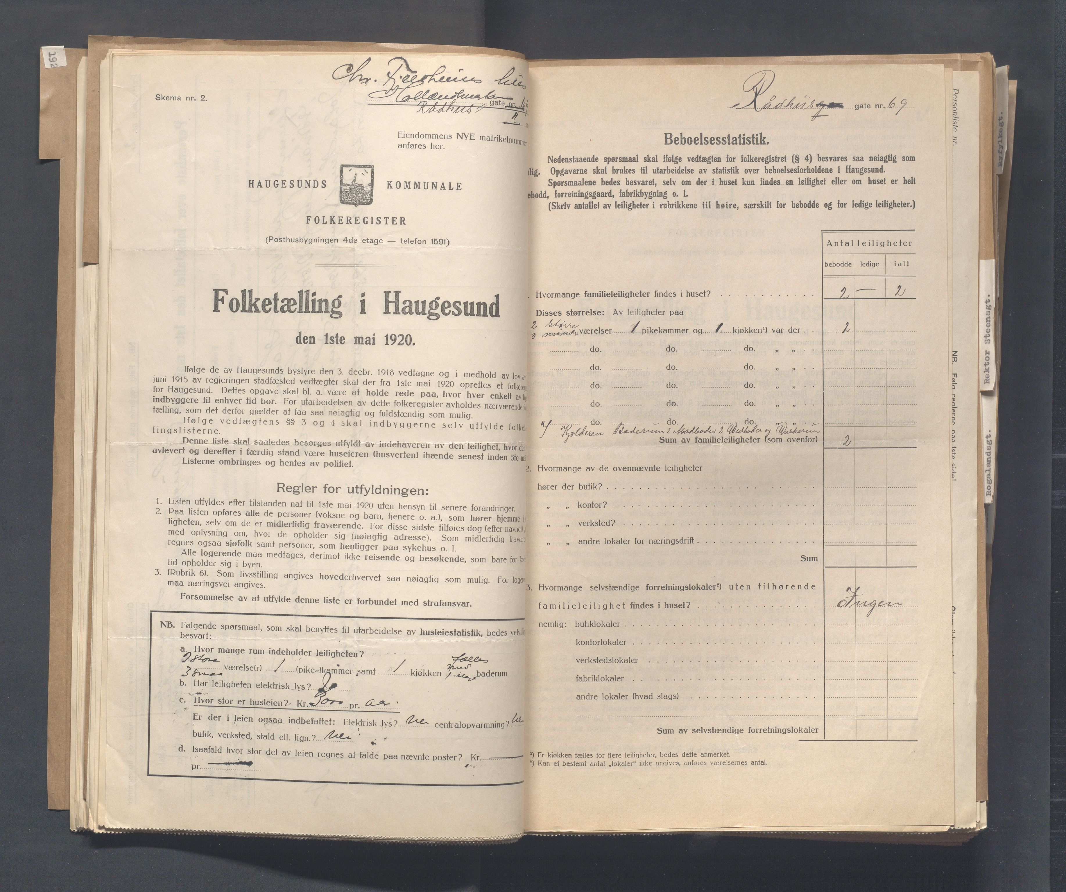 IKAR, Local census 1.5.1920 for Haugesund, 1920, p. 3073