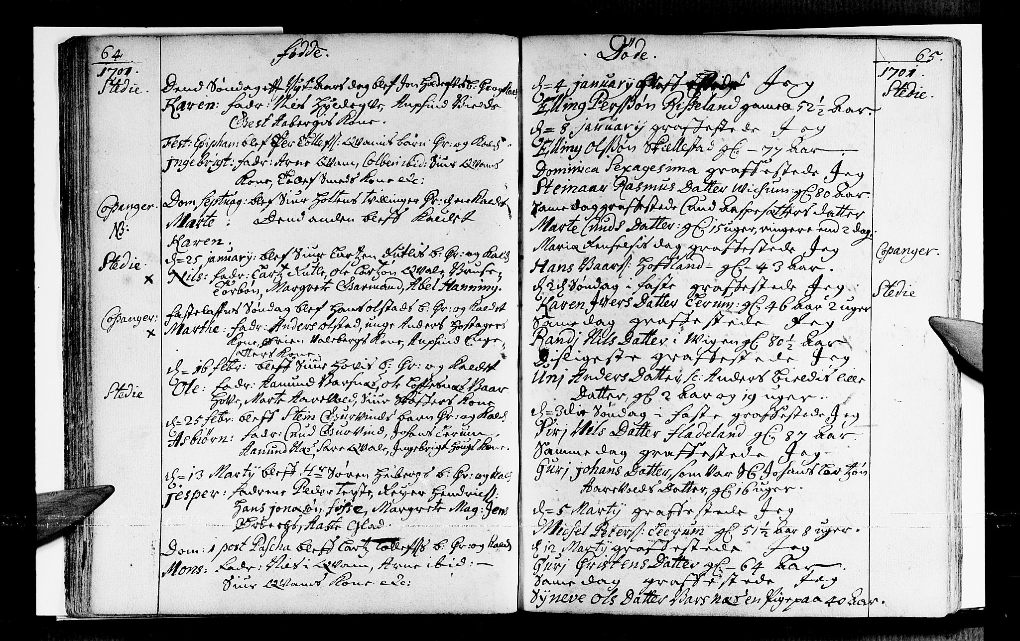 Sogndal sokneprestembete, SAB/A-81301/H/Haa/Haaa/L0001: Parish register (official) no. A 1, 1689-1713, p. 64-65