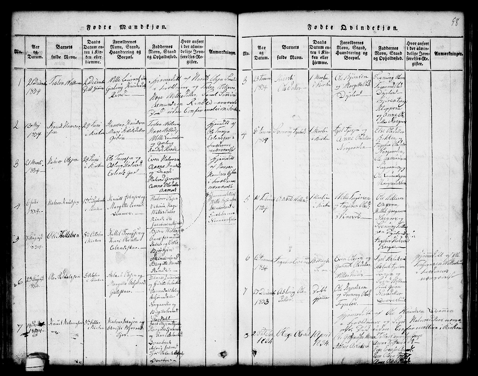 Seljord kirkebøker, SAKO/A-20/G/Gc/L0001: Parish register (copy) no. III 1, 1815-1849, p. 58