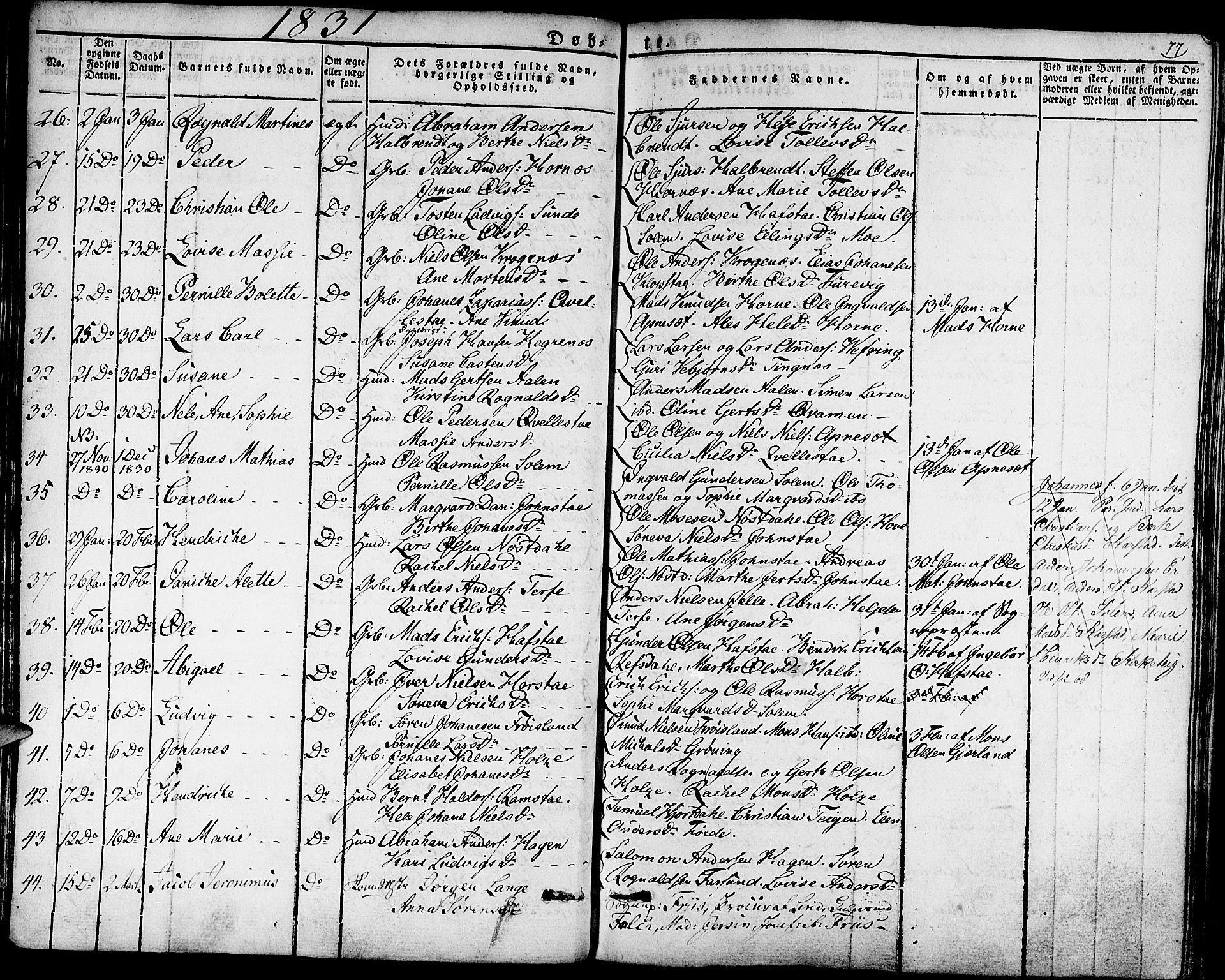 Førde sokneprestembete, SAB/A-79901/H/Haa/Haaa/L0006: Parish register (official) no. A 6, 1821-1842, p. 77