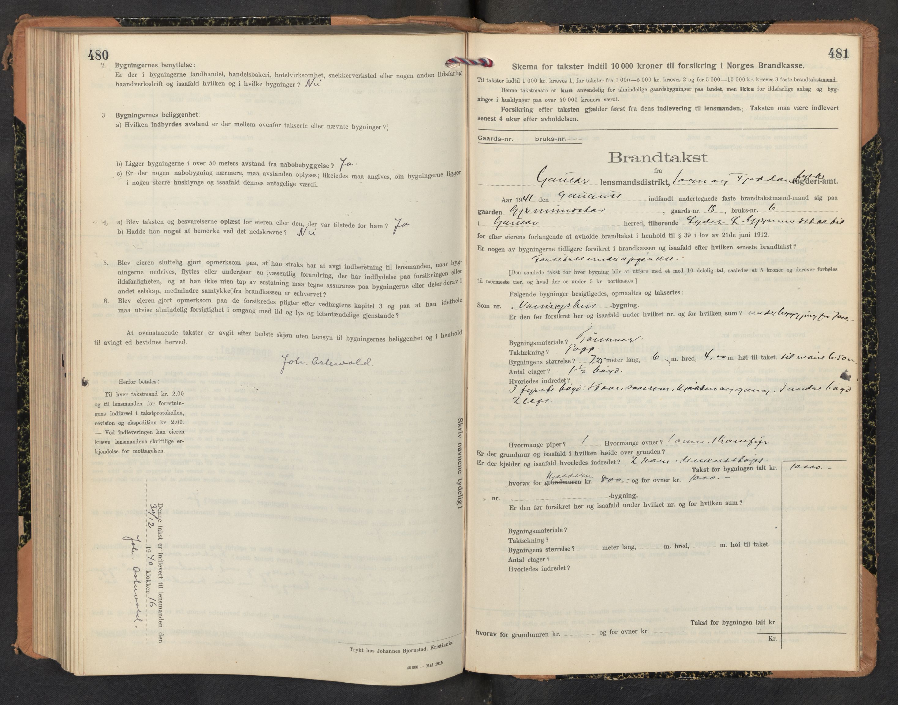 Lensmannen i Gaular, SAB/A-27601/0012/L0006: Branntakstprotokoll, skjematakst, 1917-1943, p. 480-481